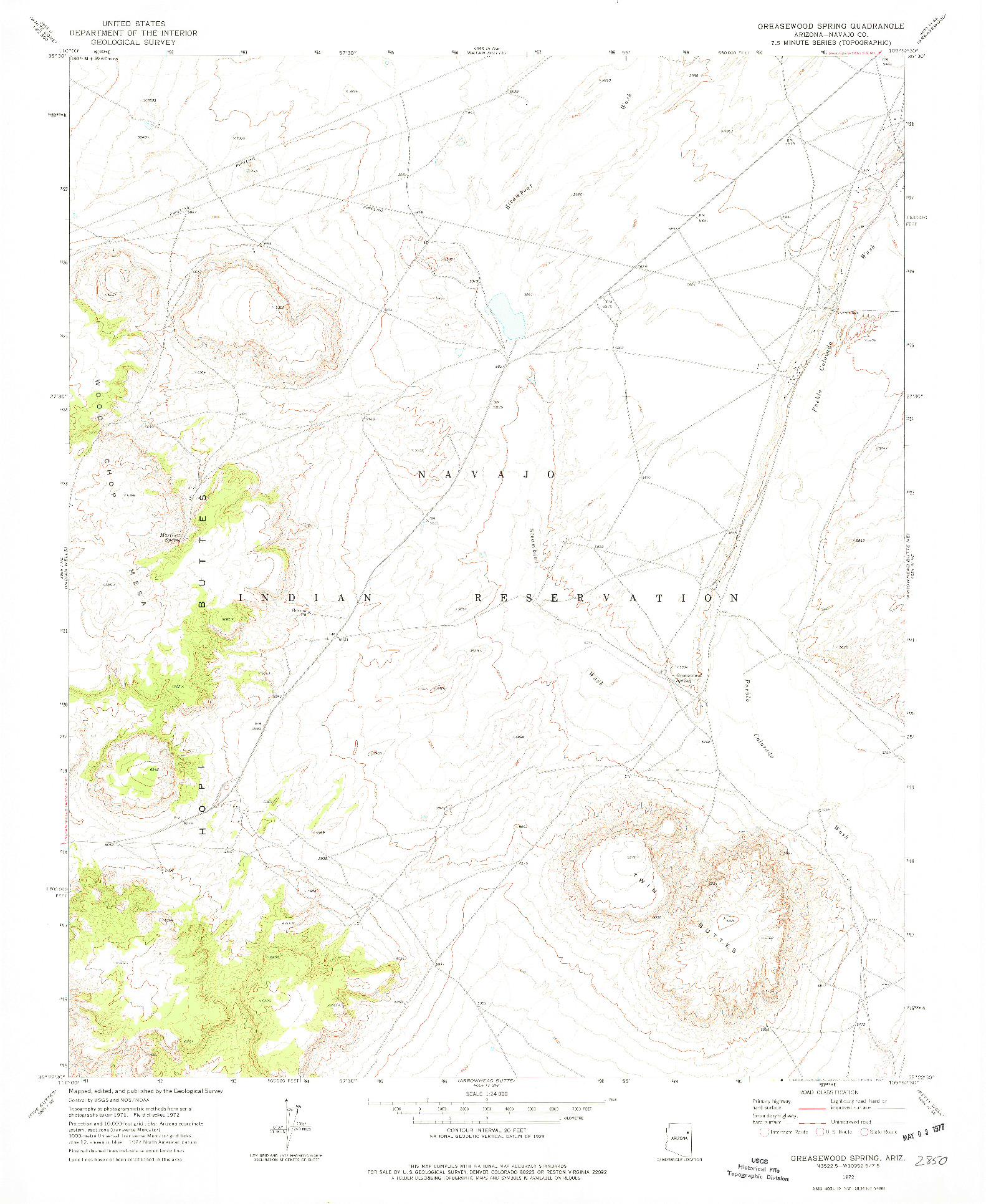 USGS 1:24000-SCALE QUADRANGLE FOR GREASEWOOD SPRING, AZ 1972