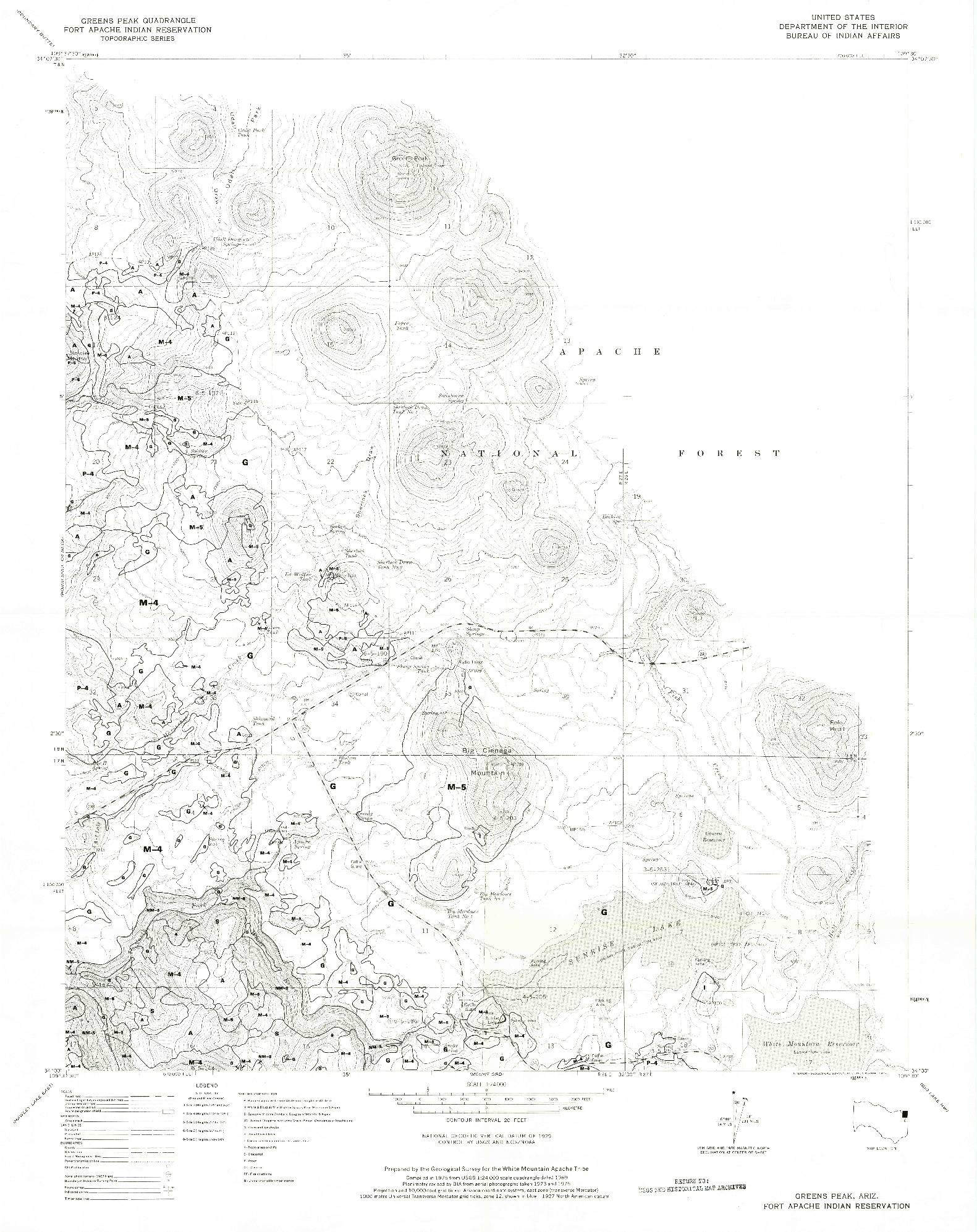 USGS 1:24000-SCALE QUADRANGLE FOR GREENS PEAK, AZ 1975