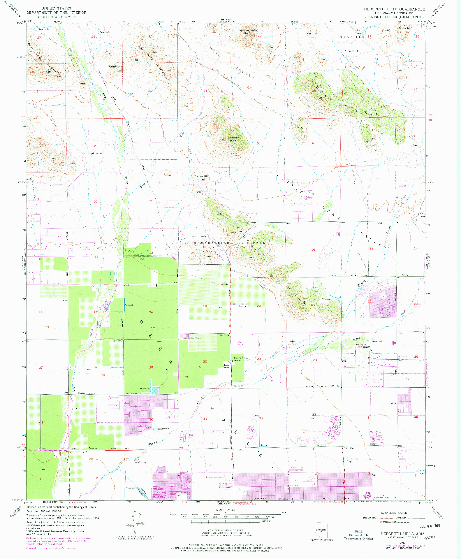 USGS 1:24000-SCALE QUADRANGLE FOR HEDGPETH HILLS, AZ 1957