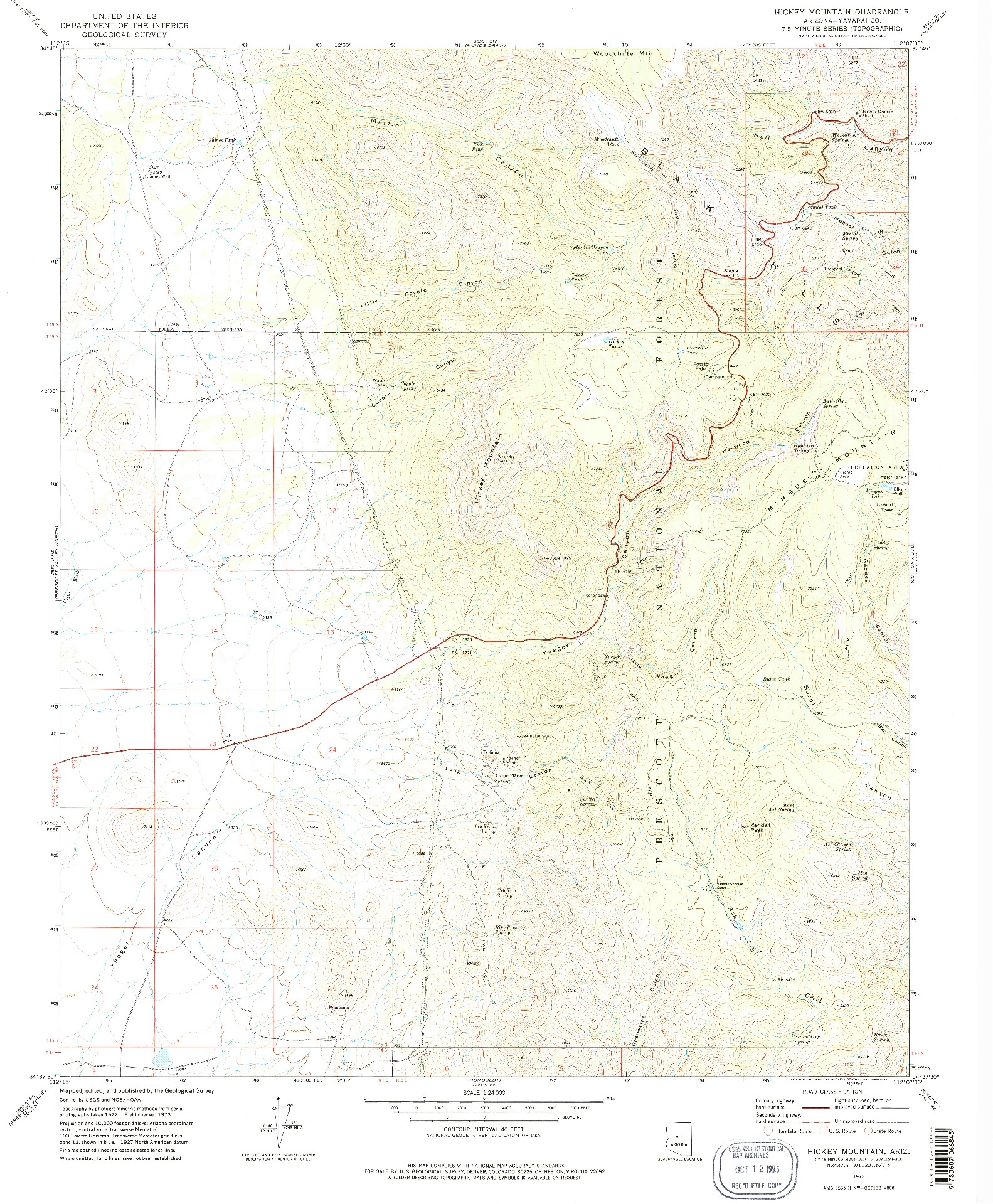 USGS 1:24000-SCALE QUADRANGLE FOR HICKEY MOUNTAIN, AZ 1973