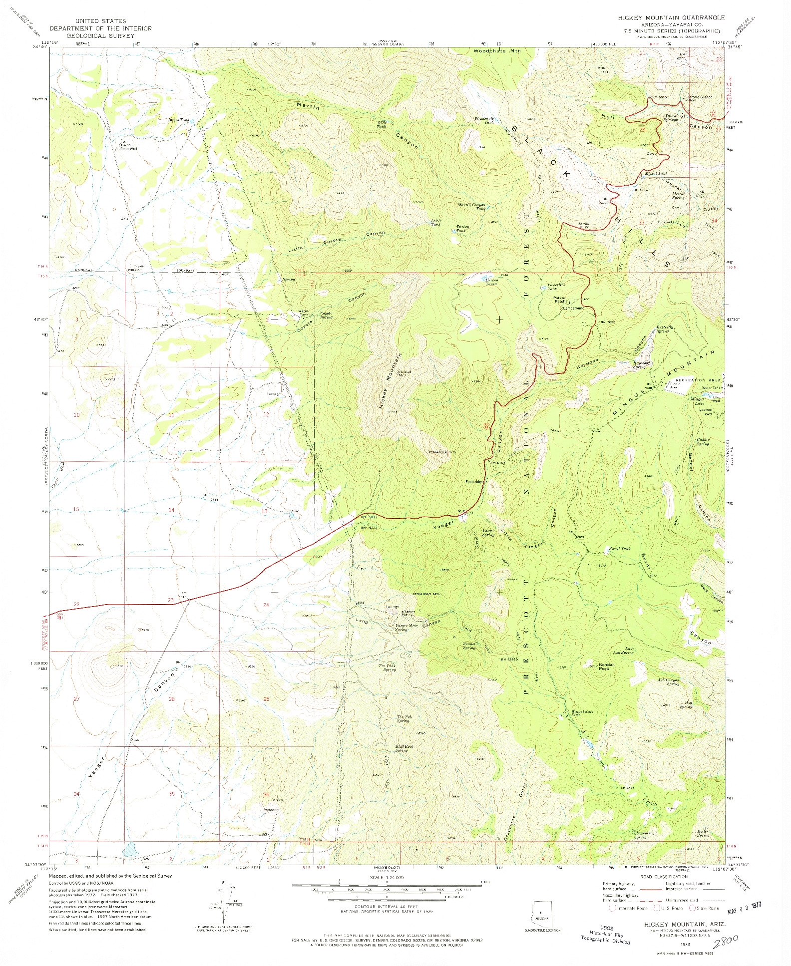 USGS 1:24000-SCALE QUADRANGLE FOR HICKEY MOUNTAIN, AZ 1973