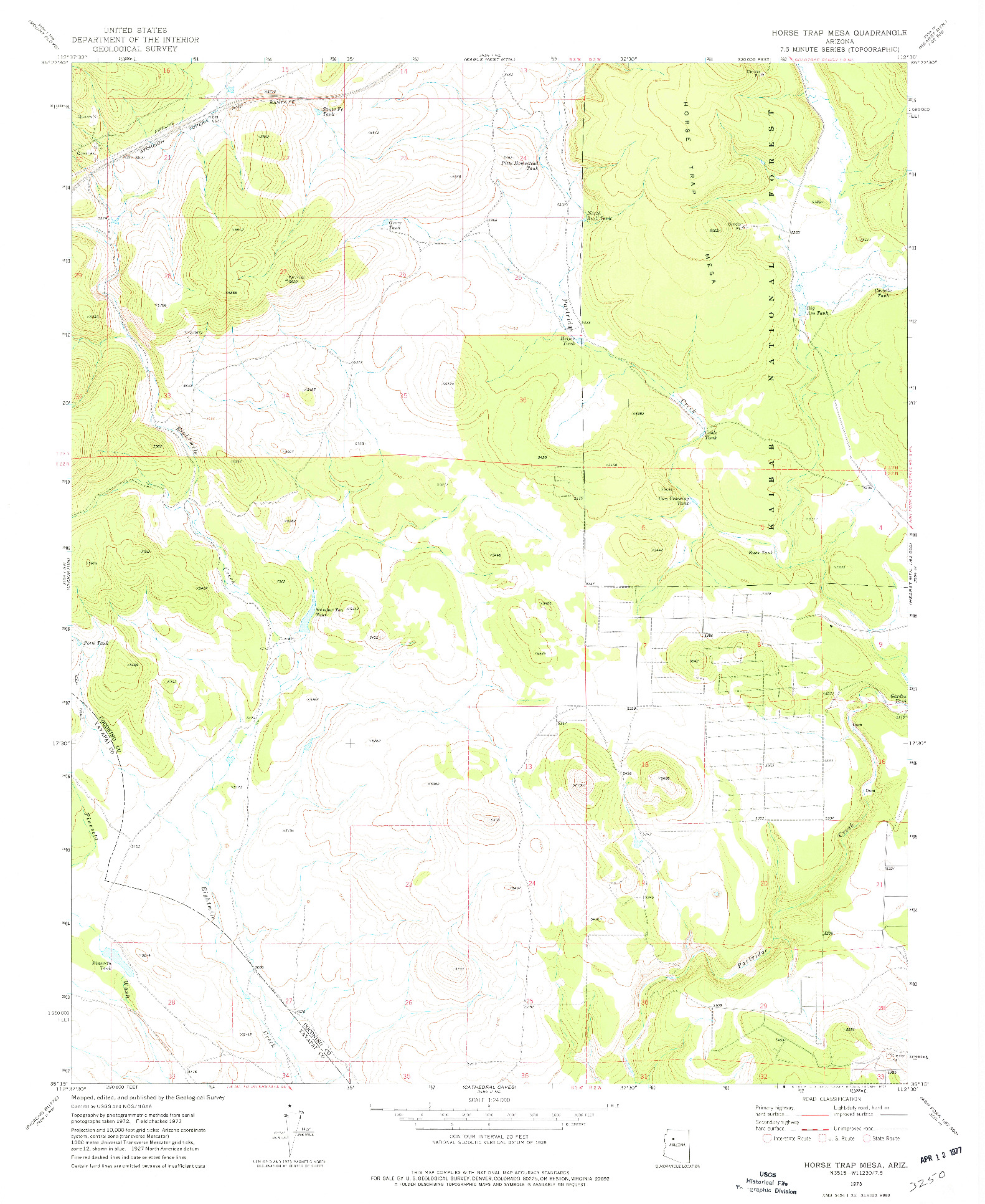 USGS 1:24000-SCALE QUADRANGLE FOR HORSE TRAP MESA, AZ 1973