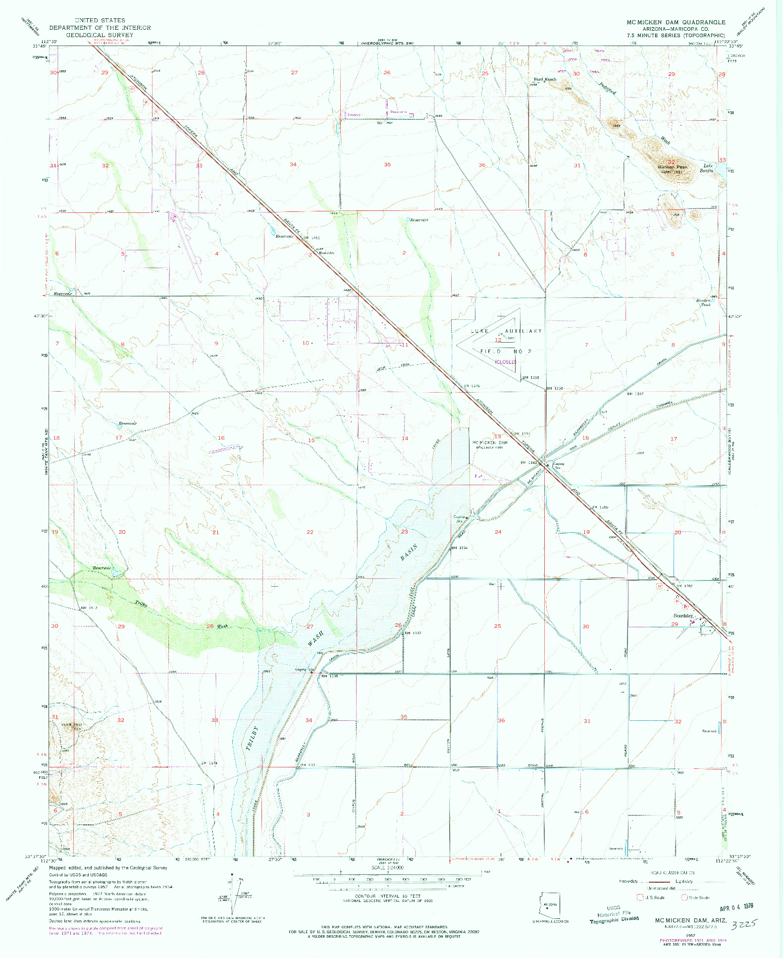 USGS 1:24000-SCALE QUADRANGLE FOR MCMICKEN DAM, AZ 1957