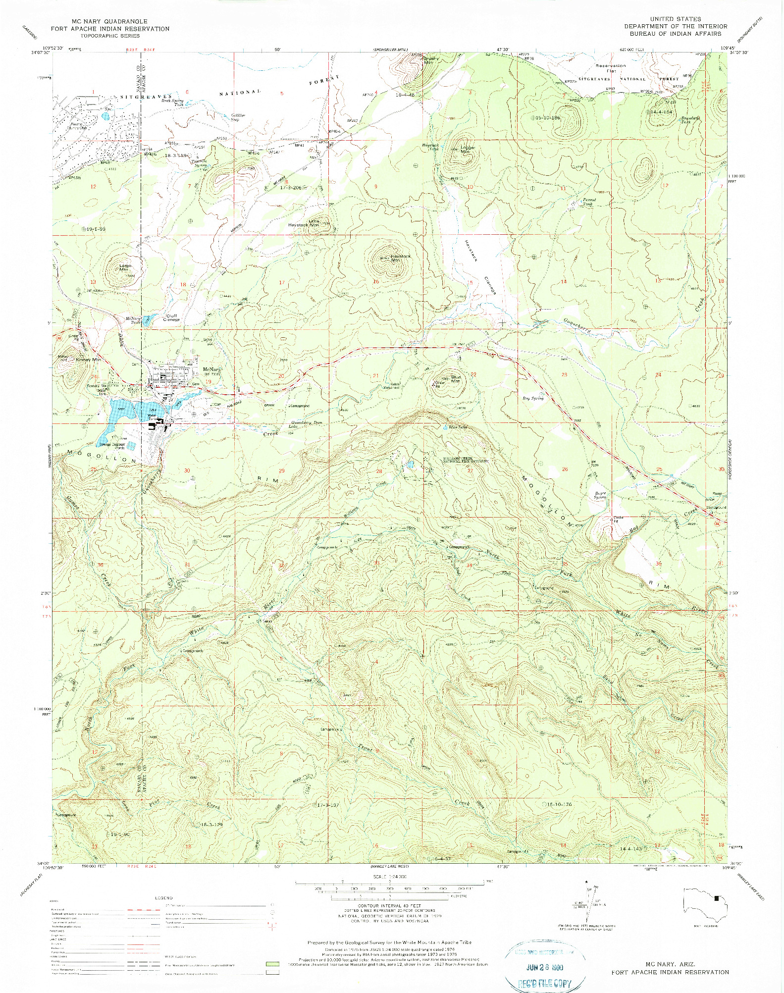 USGS 1:24000-SCALE QUADRANGLE FOR MCNARY, AZ 1976