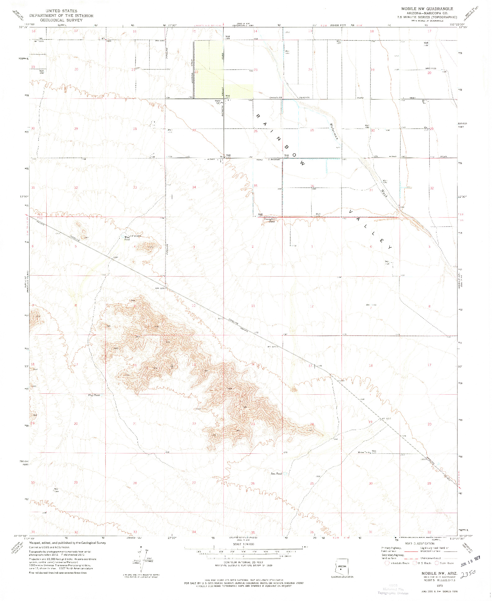 USGS 1:24000-SCALE QUADRANGLE FOR MOBILE NW, AZ 1973