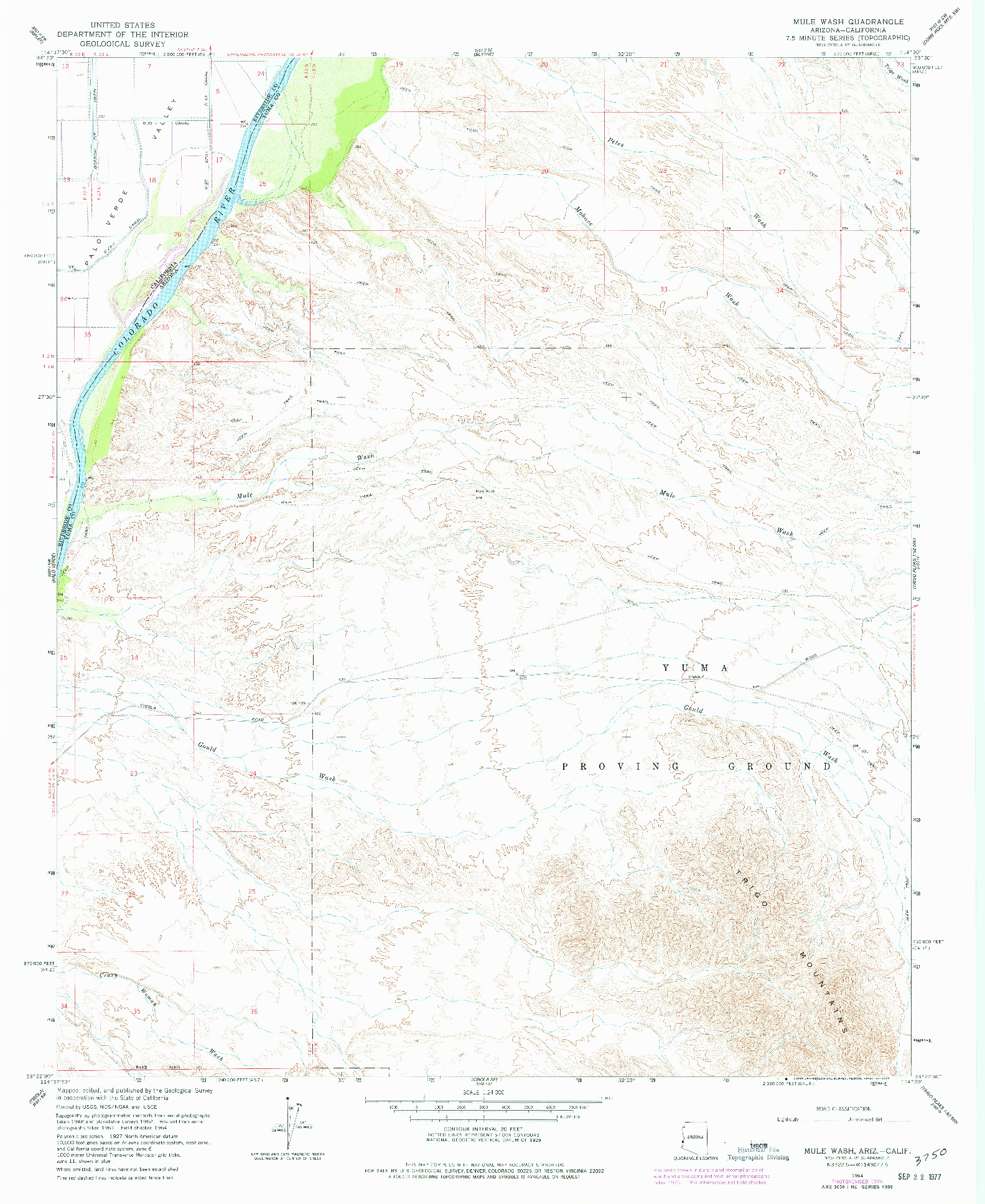 USGS 1:24000-SCALE QUADRANGLE FOR MULE WASH, AZ 1964