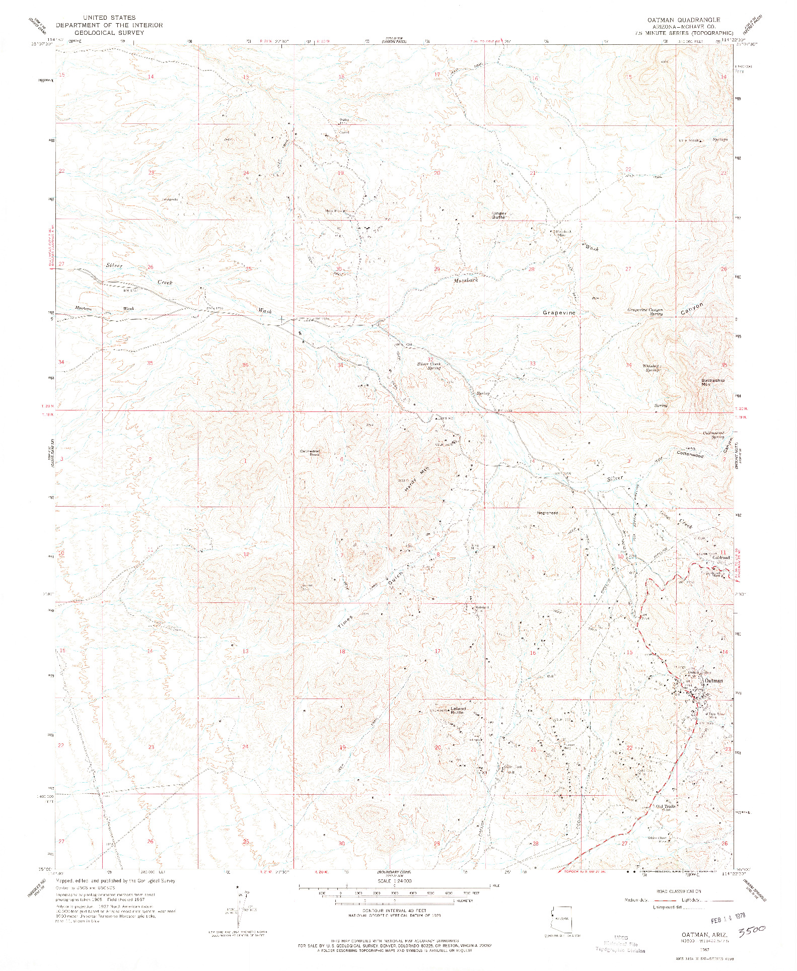 USGS 1:24000-SCALE QUADRANGLE FOR OATMAN, AZ 1967