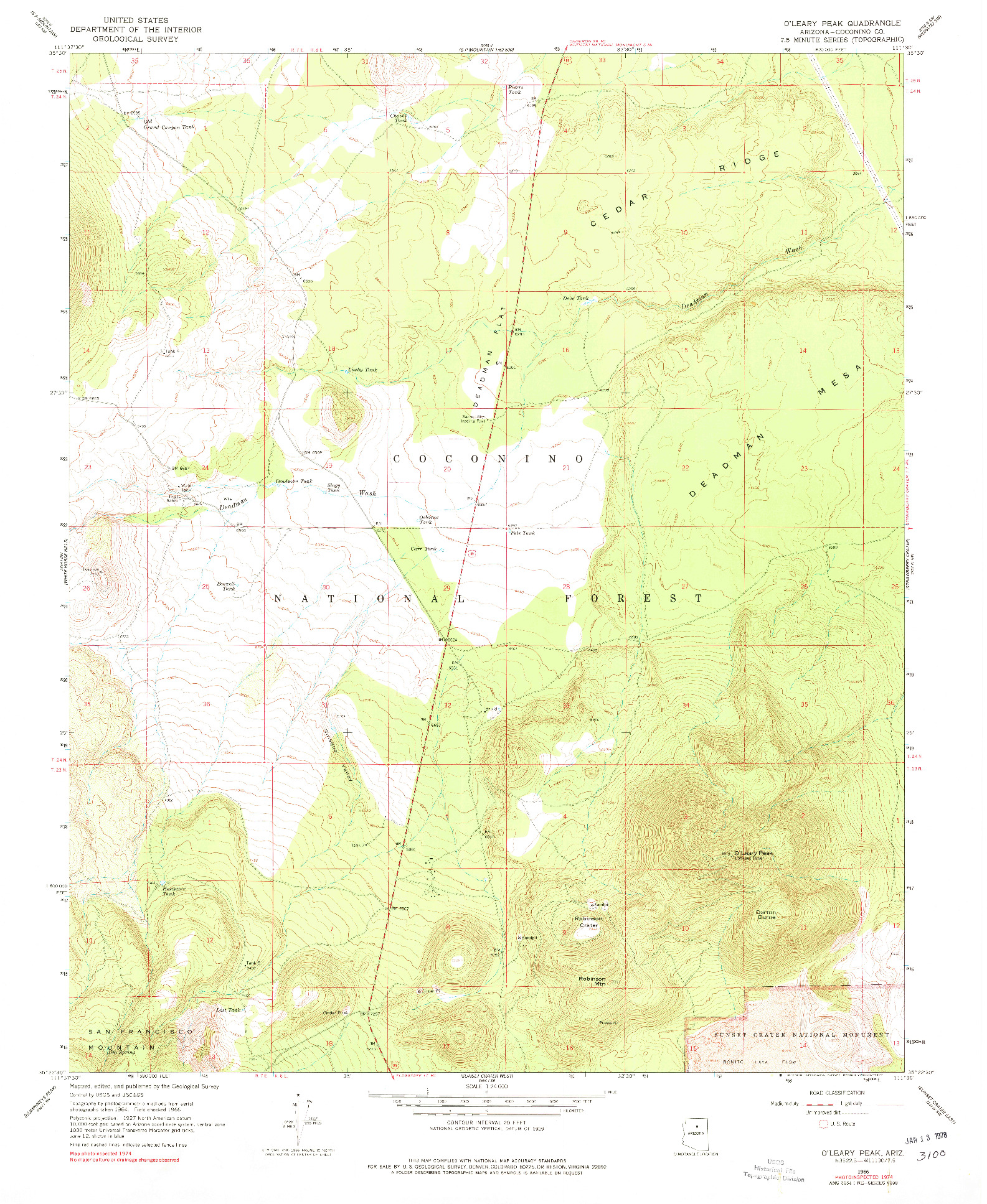 USGS 1:24000-SCALE QUADRANGLE FOR O'LEARY PEAK, AZ 1966