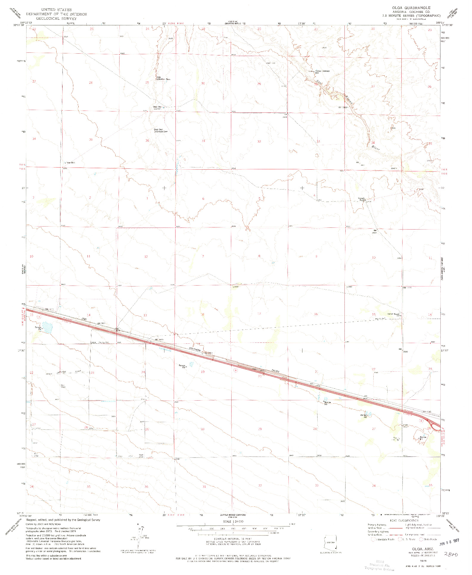 USGS 1:24000-SCALE QUADRANGLE FOR OLGA, AZ 1974