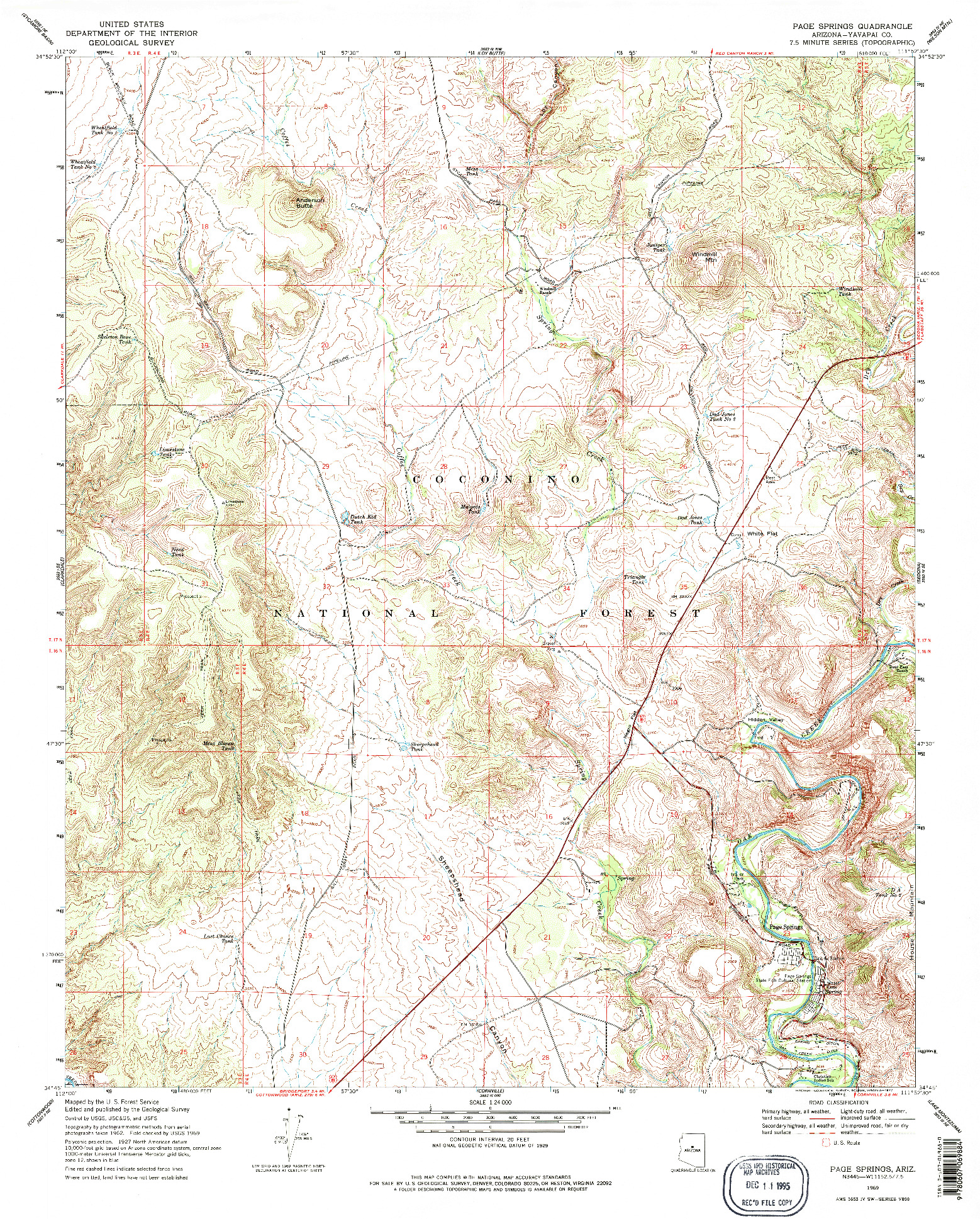 USGS 1:24000-SCALE QUADRANGLE FOR PAGE SPRINGS, AZ 1969