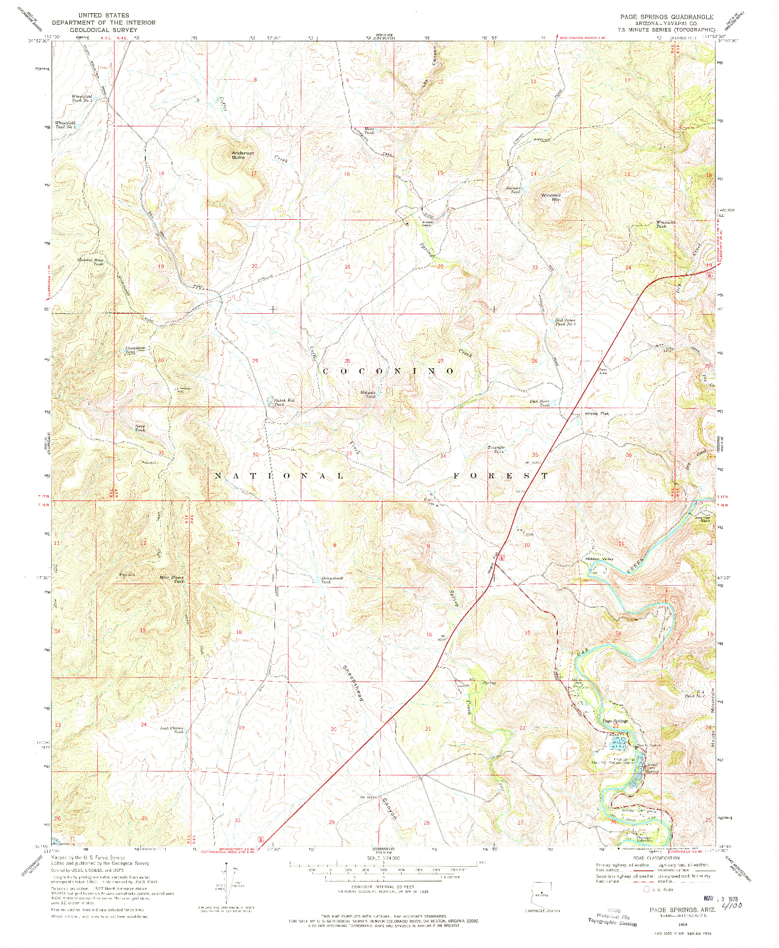 USGS 1:24000-SCALE QUADRANGLE FOR PAGE SPRINGS, AZ 1969