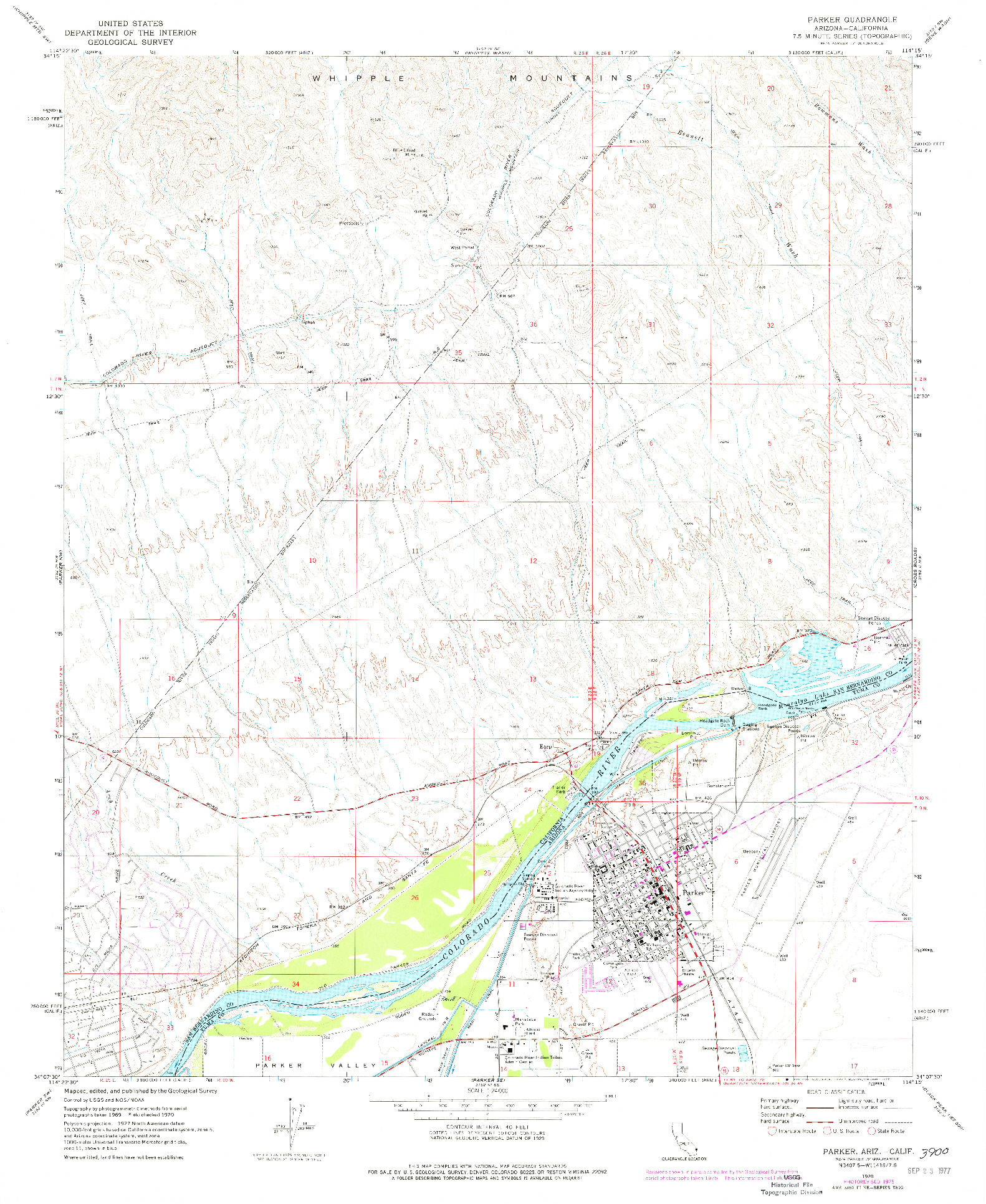 USGS 1:24000-SCALE QUADRANGLE FOR PARKER, AZ 1970