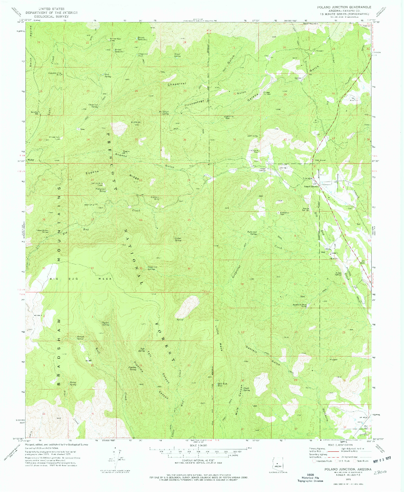 USGS 1:24000-SCALE QUADRANGLE FOR POLAND JUNCTION, AZ 1975