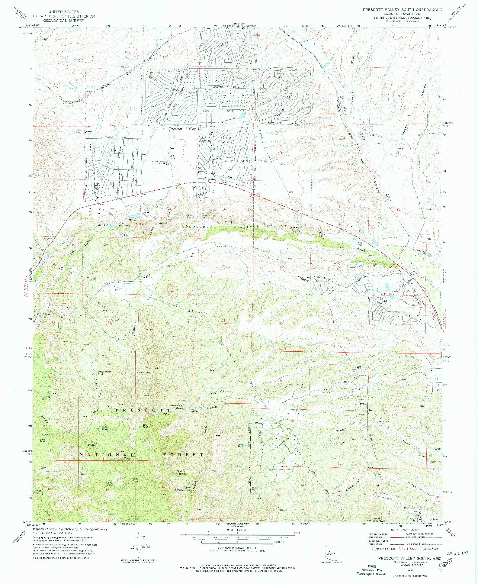 USGS 1:24000-SCALE QUADRANGLE FOR PRESCOTT VALLEY SOUTH, AZ 1973