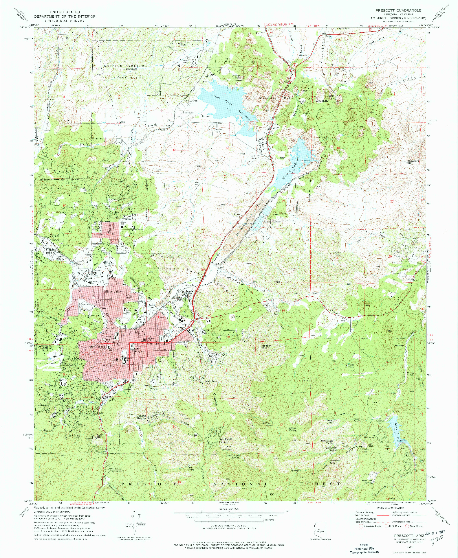 USGS 1:24000-SCALE QUADRANGLE FOR PRESCOTT, AZ 1973