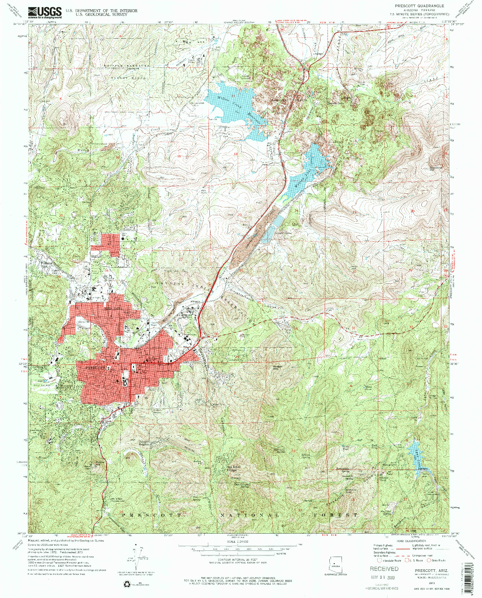 USGS 1:24000-SCALE QUADRANGLE FOR PRESCOTT, AZ 1973