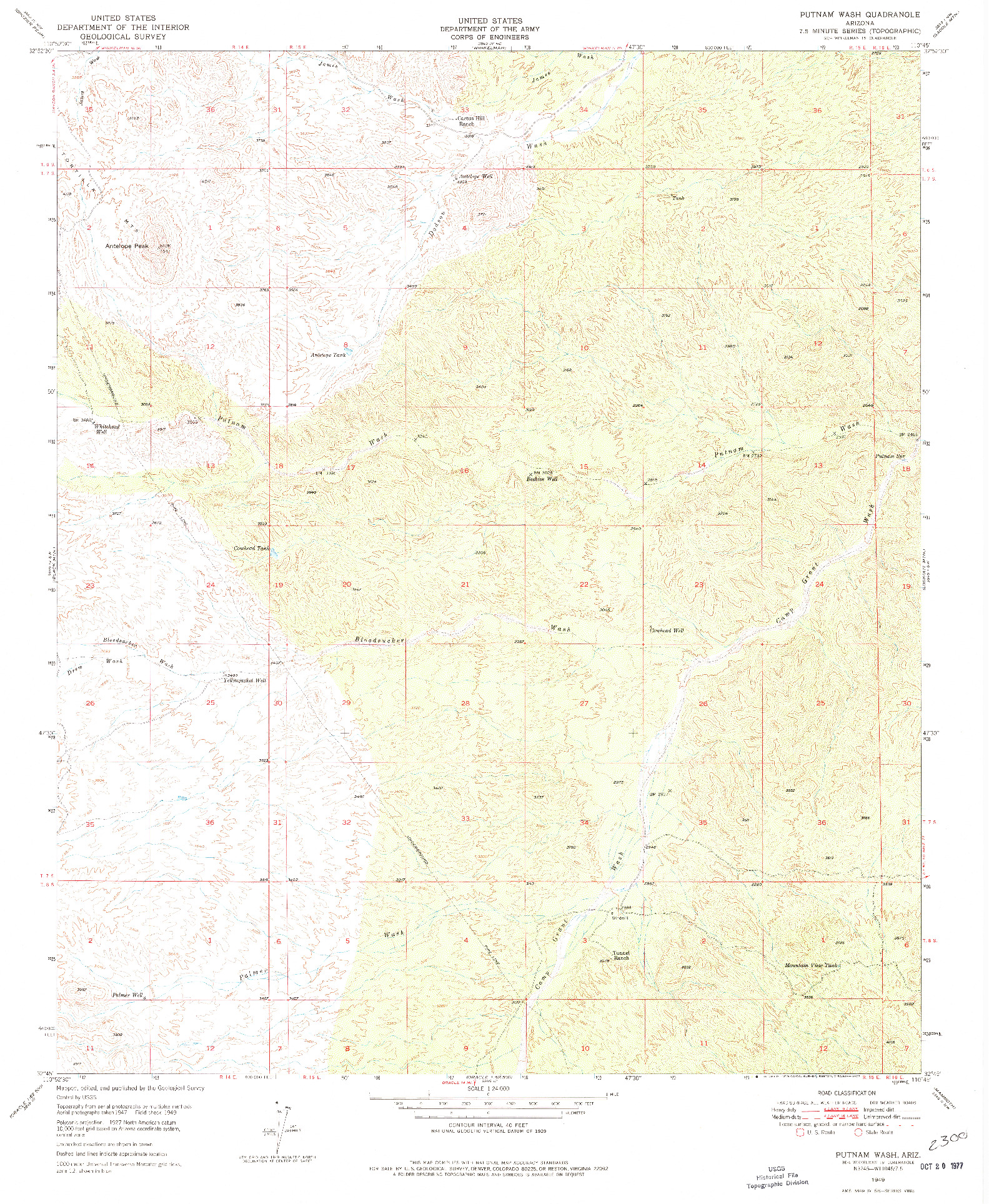 USGS 1:24000-SCALE QUADRANGLE FOR PUTNAM WASH, AZ 1949