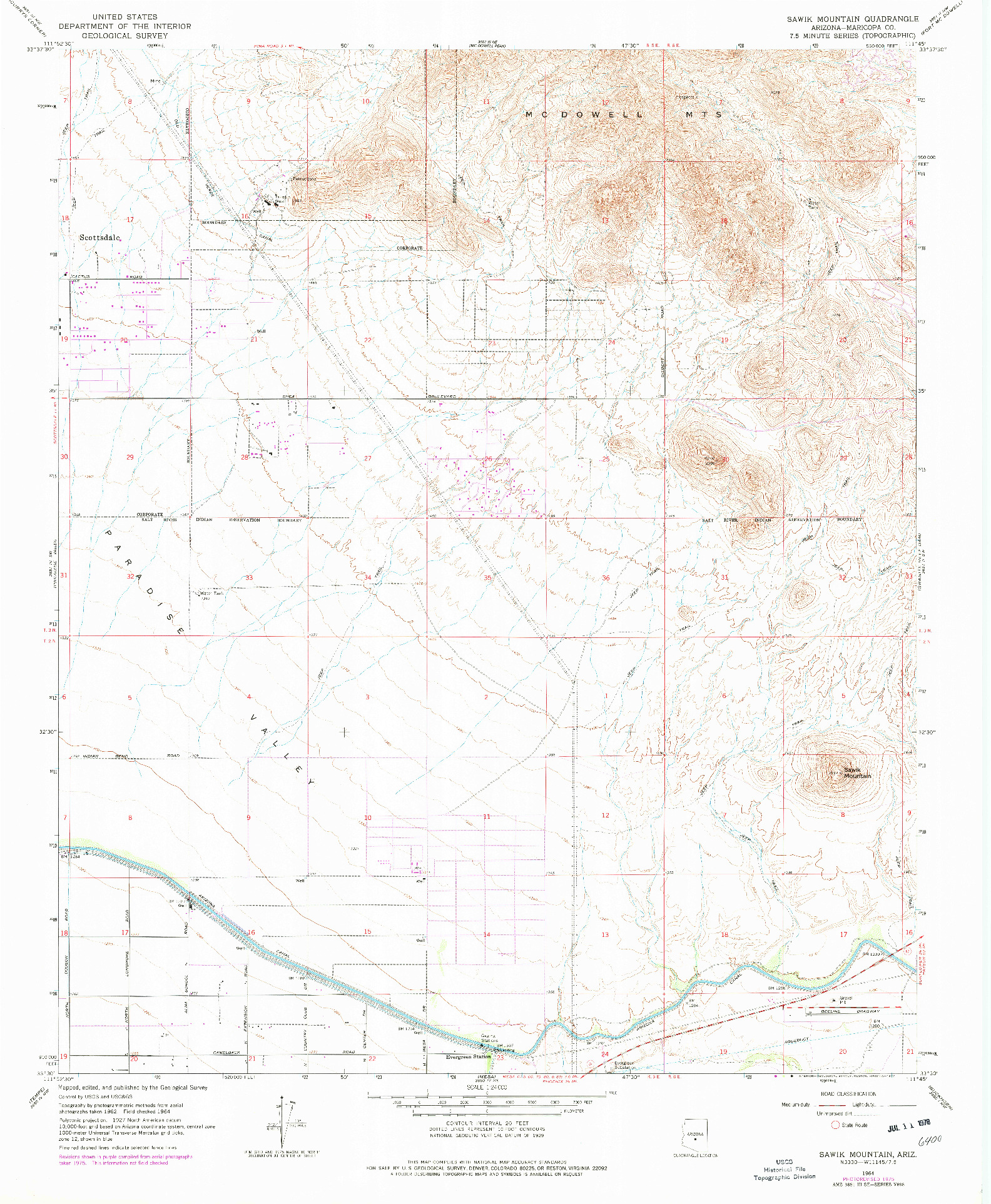 USGS 1:24000-SCALE QUADRANGLE FOR SAWIK MOUNTAIN, AZ 1964