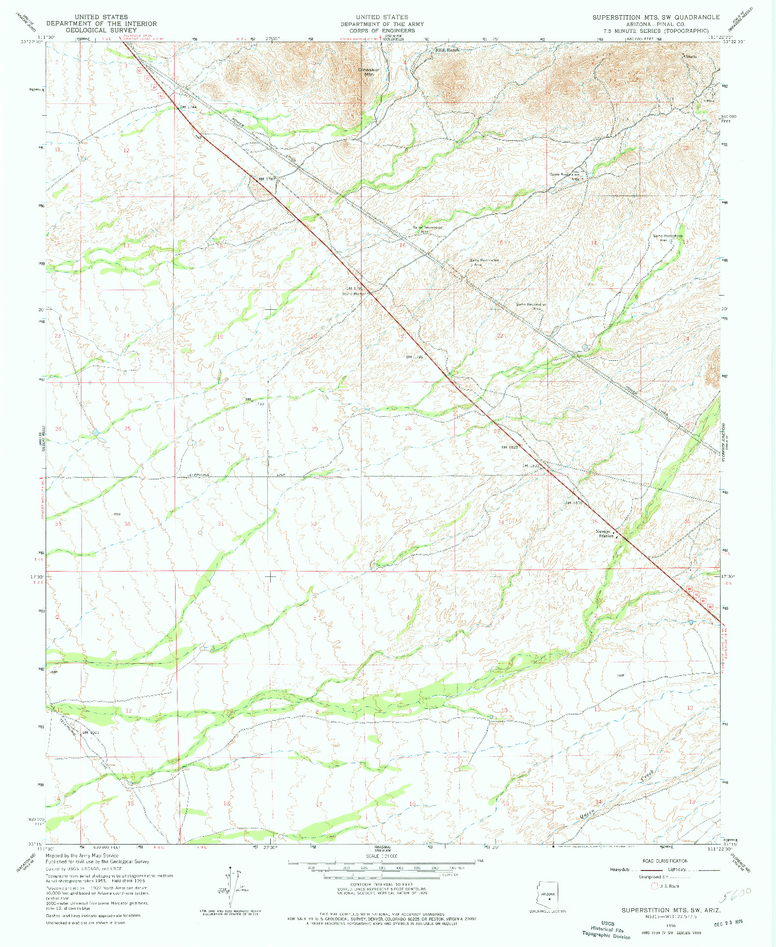 USGS 1:24000-SCALE QUADRANGLE FOR SUPERSTITION MTS. SW, AZ 1956