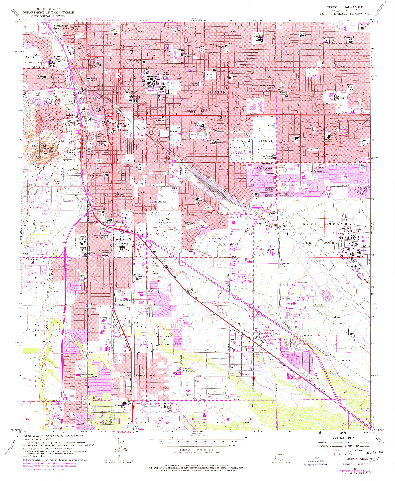 USGS 1:24000-SCALE QUADRANGLE FOR TUCSON, AZ 1957