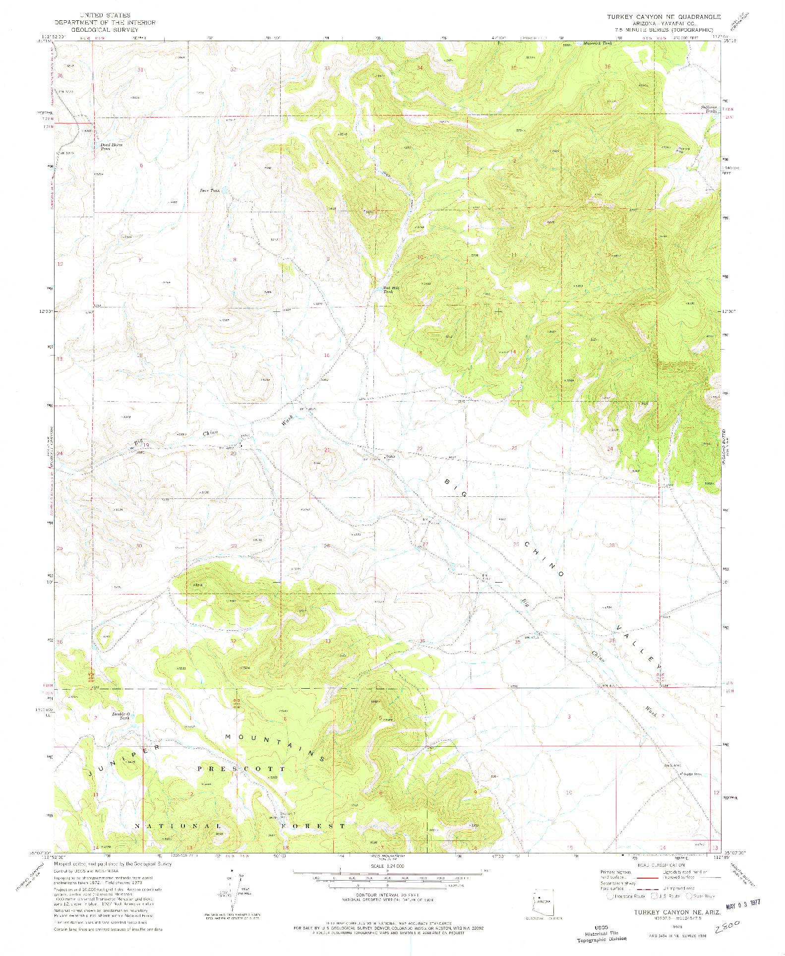 USGS 1:24000-SCALE QUADRANGLE FOR TURKEY CANYON NE, AZ 1973