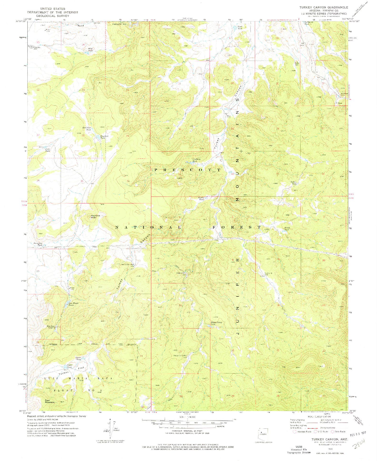 USGS 1:24000-SCALE QUADRANGLE FOR TURKEY CANYON, AZ 1973