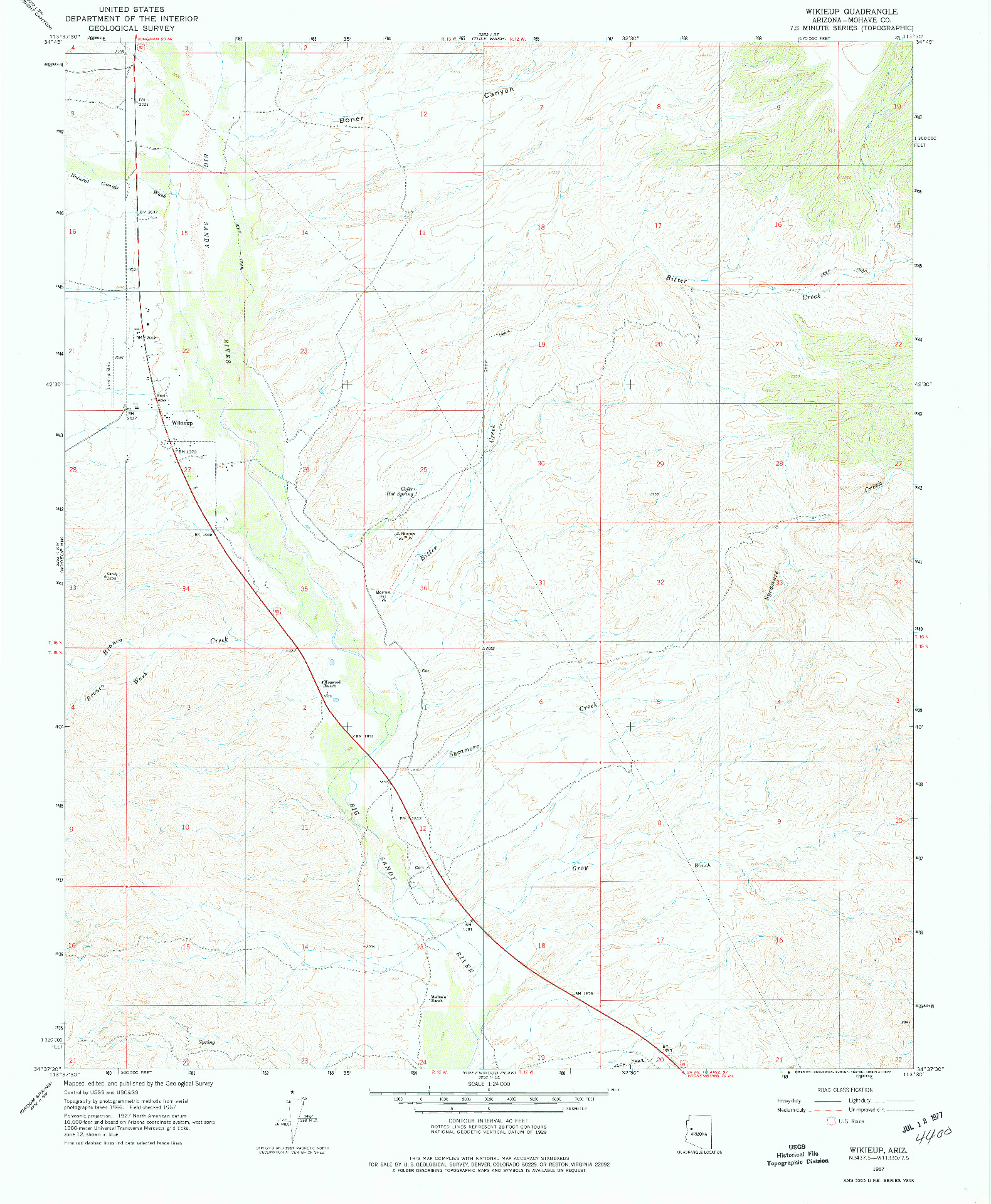 USGS 1:24000-SCALE QUADRANGLE FOR WIKIEUP, AZ 1967