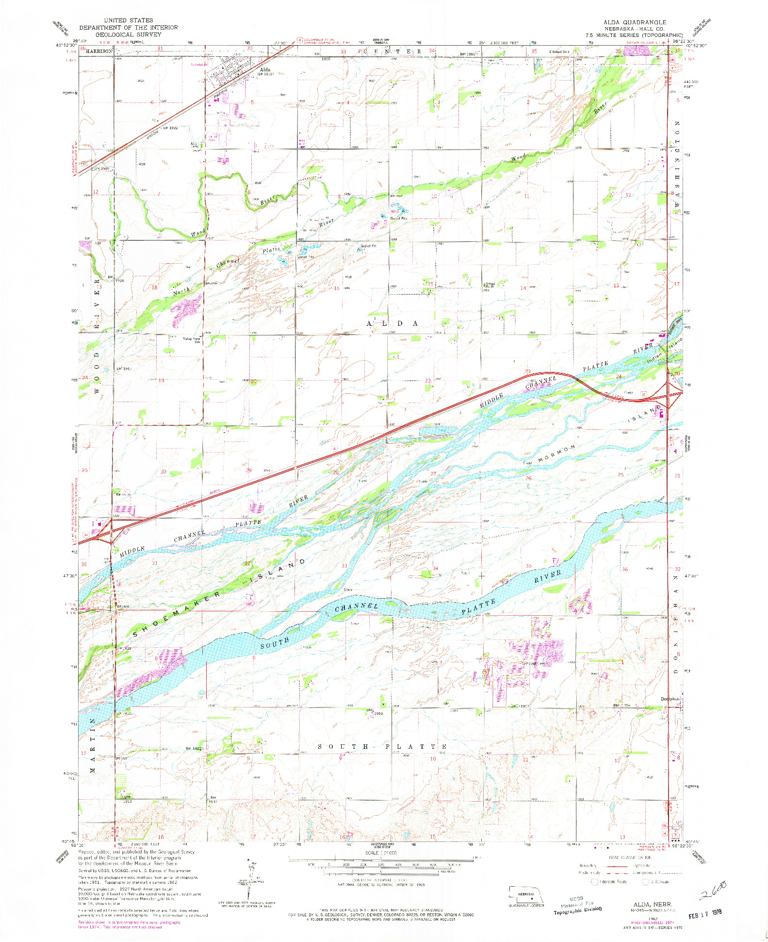 USGS 1:24000-SCALE QUADRANGLE FOR ALDA, NE 1962