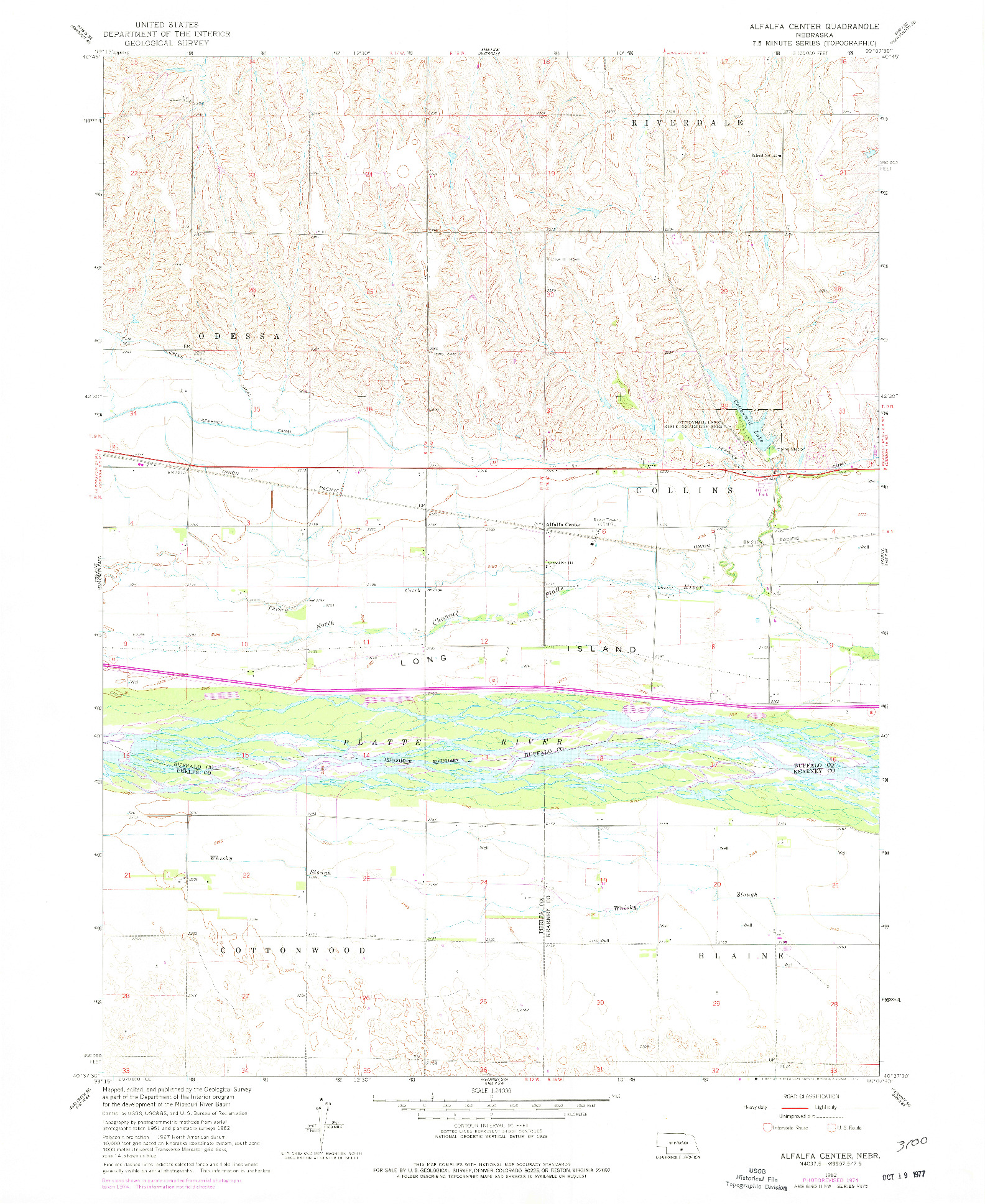 USGS 1:24000-SCALE QUADRANGLE FOR ALFALFA CENTER, NE 1962