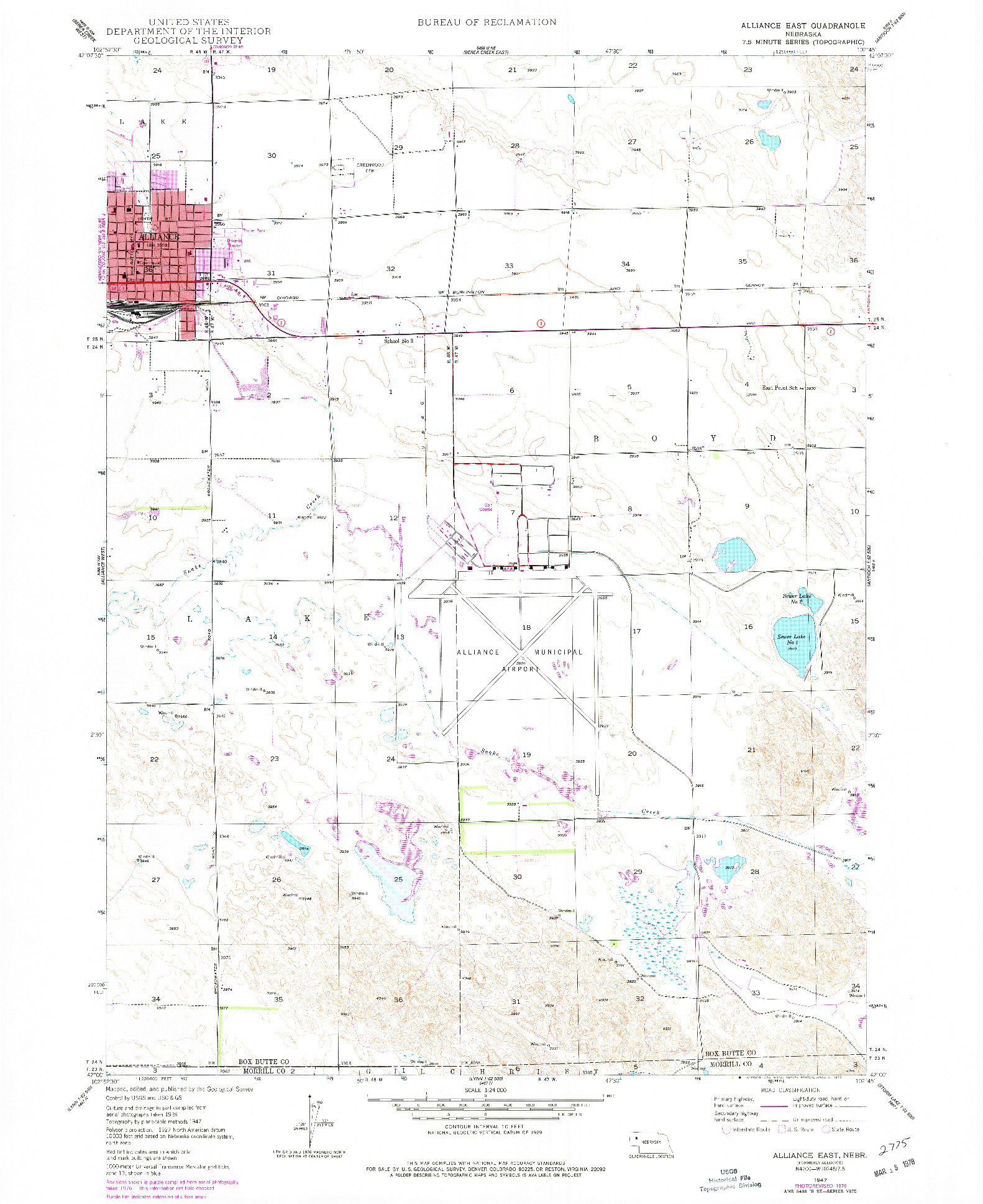 USGS 1:24000-SCALE QUADRANGLE FOR ALLIANCE EAST, NE 1947