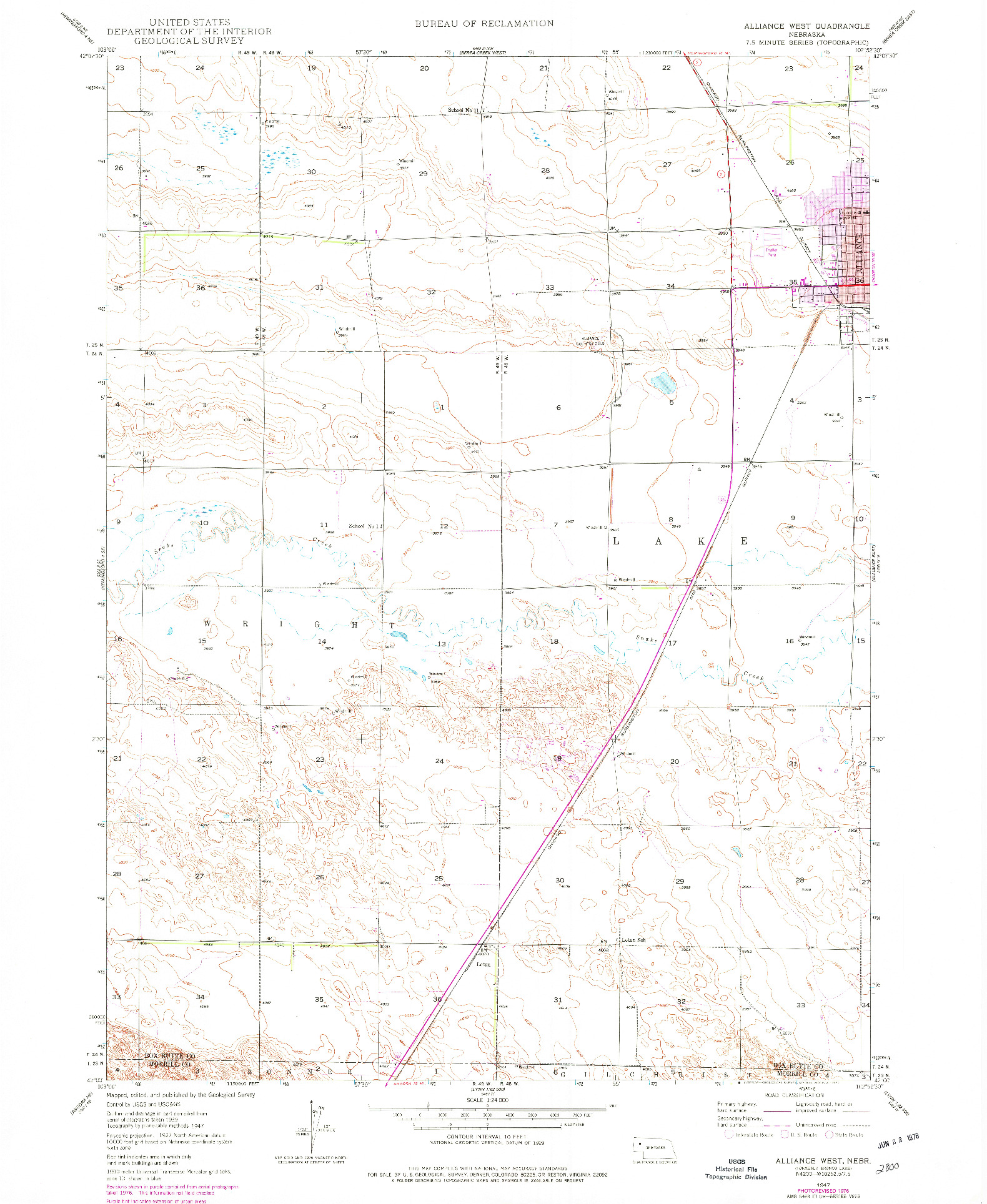 USGS 1:24000-SCALE QUADRANGLE FOR ALLIANCE WEST, NE 1947