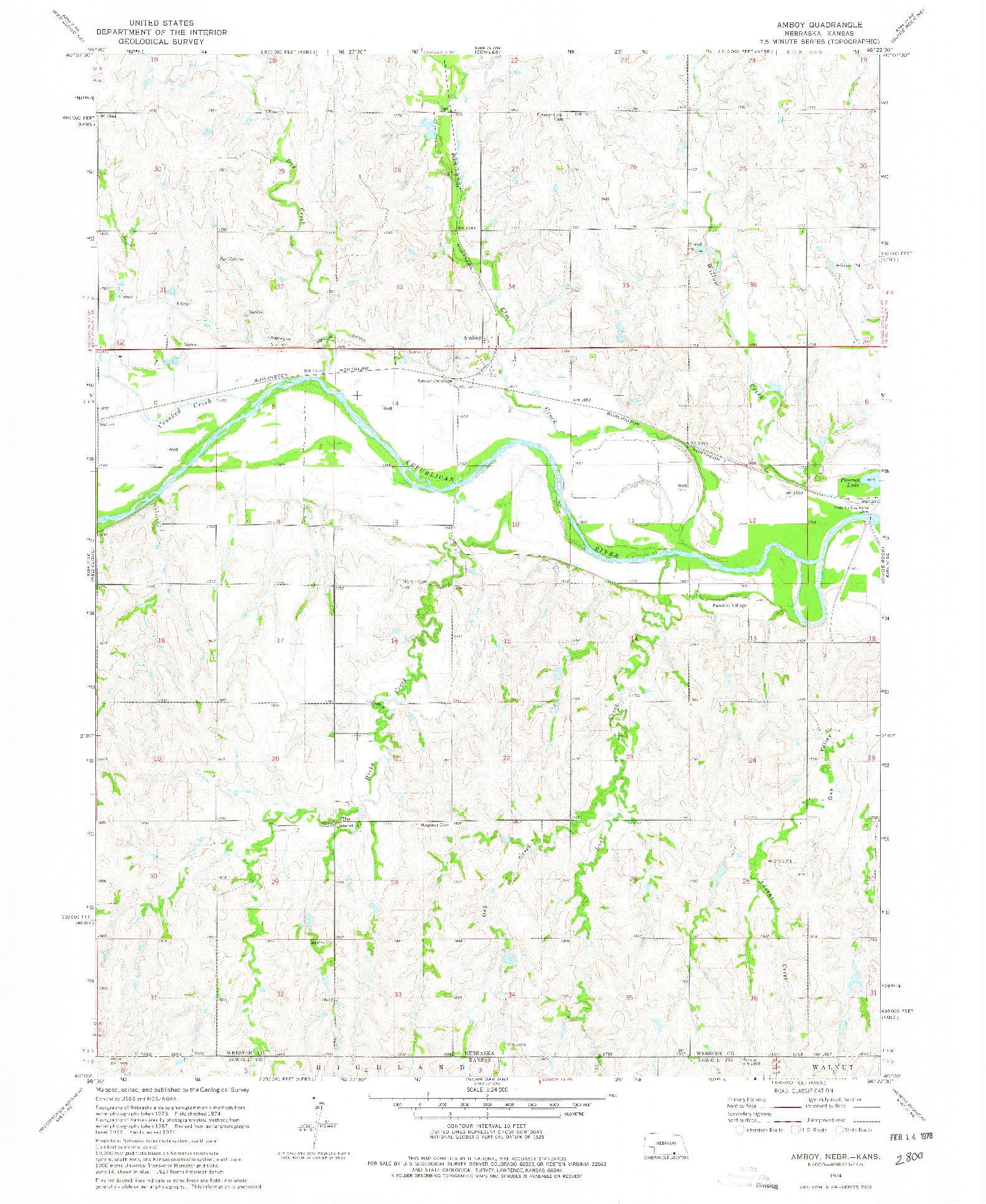 USGS 1:24000-SCALE QUADRANGLE FOR AMBOY, NE 1974