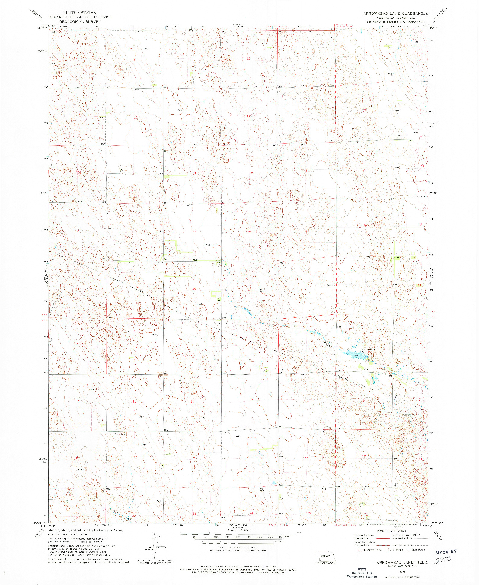 USGS 1:24000-SCALE QUADRANGLE FOR ARROWHEAD LAKE, NE 1973