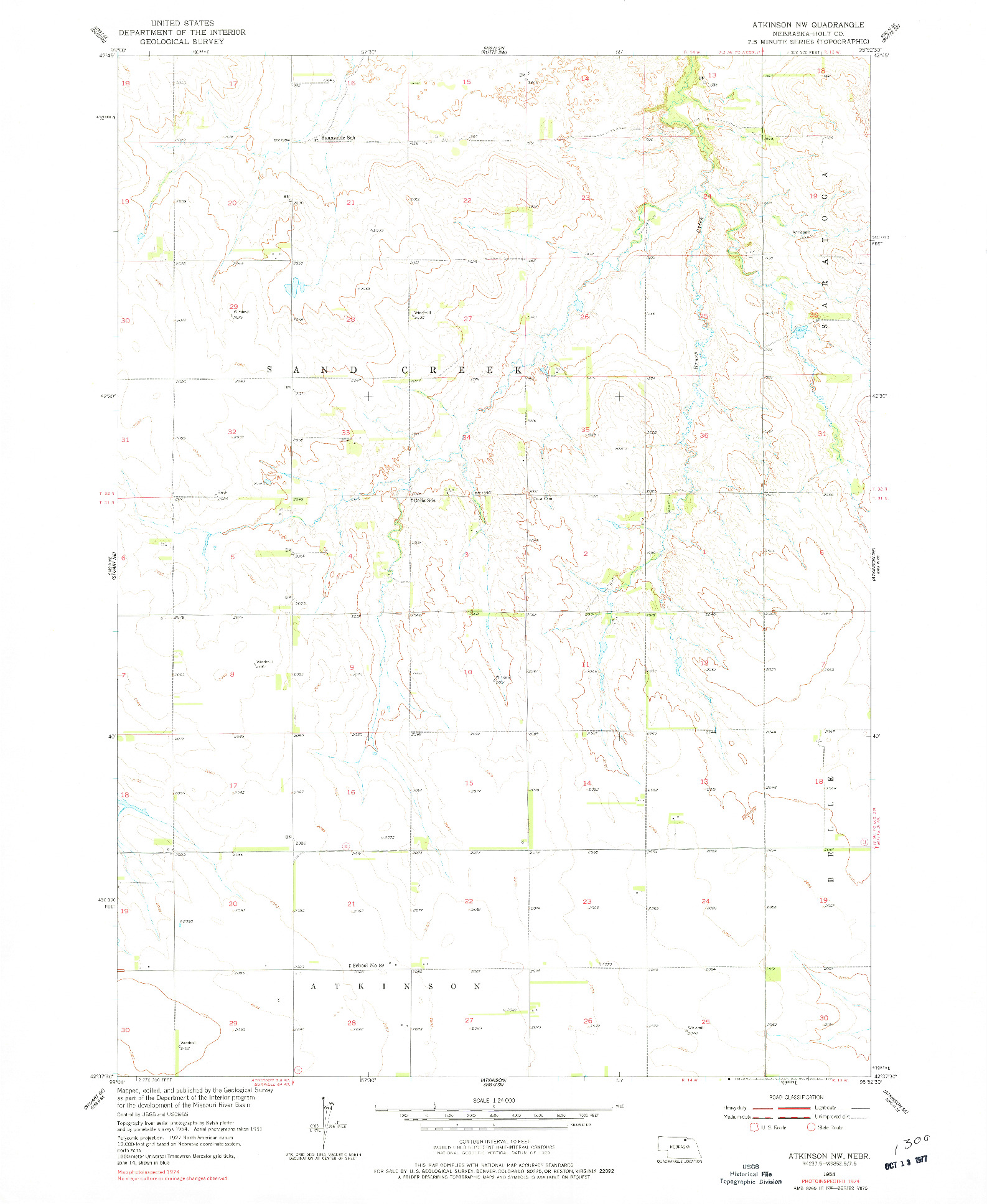 USGS 1:24000-SCALE QUADRANGLE FOR ATKINSON NW, NE 1954
