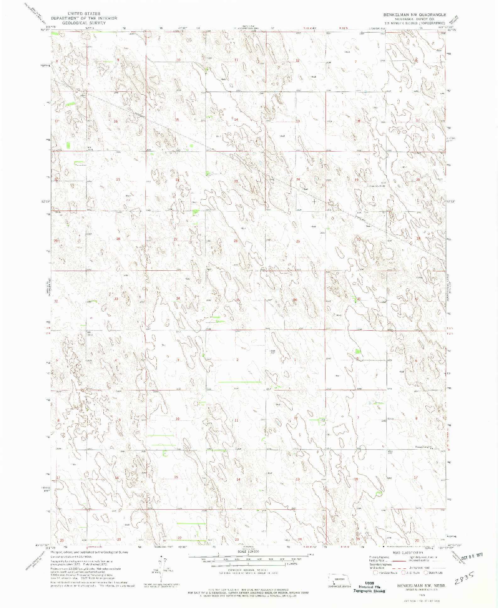 USGS 1:24000-SCALE QUADRANGLE FOR BENKELMAN NW, NE 1973