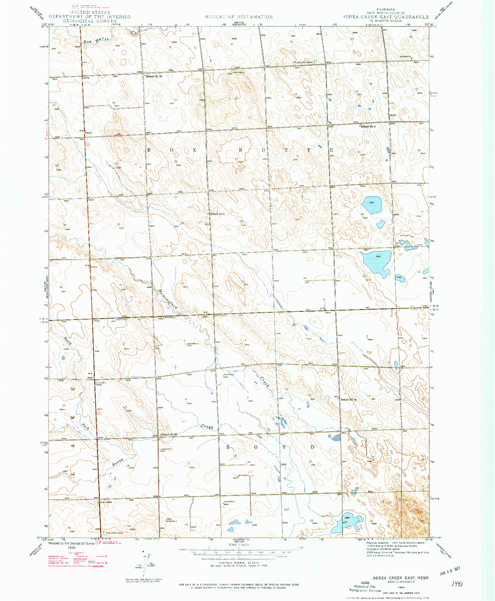 USGS 1:24000-SCALE QUADRANGLE FOR BEREA CREEK EAST, NE 1946