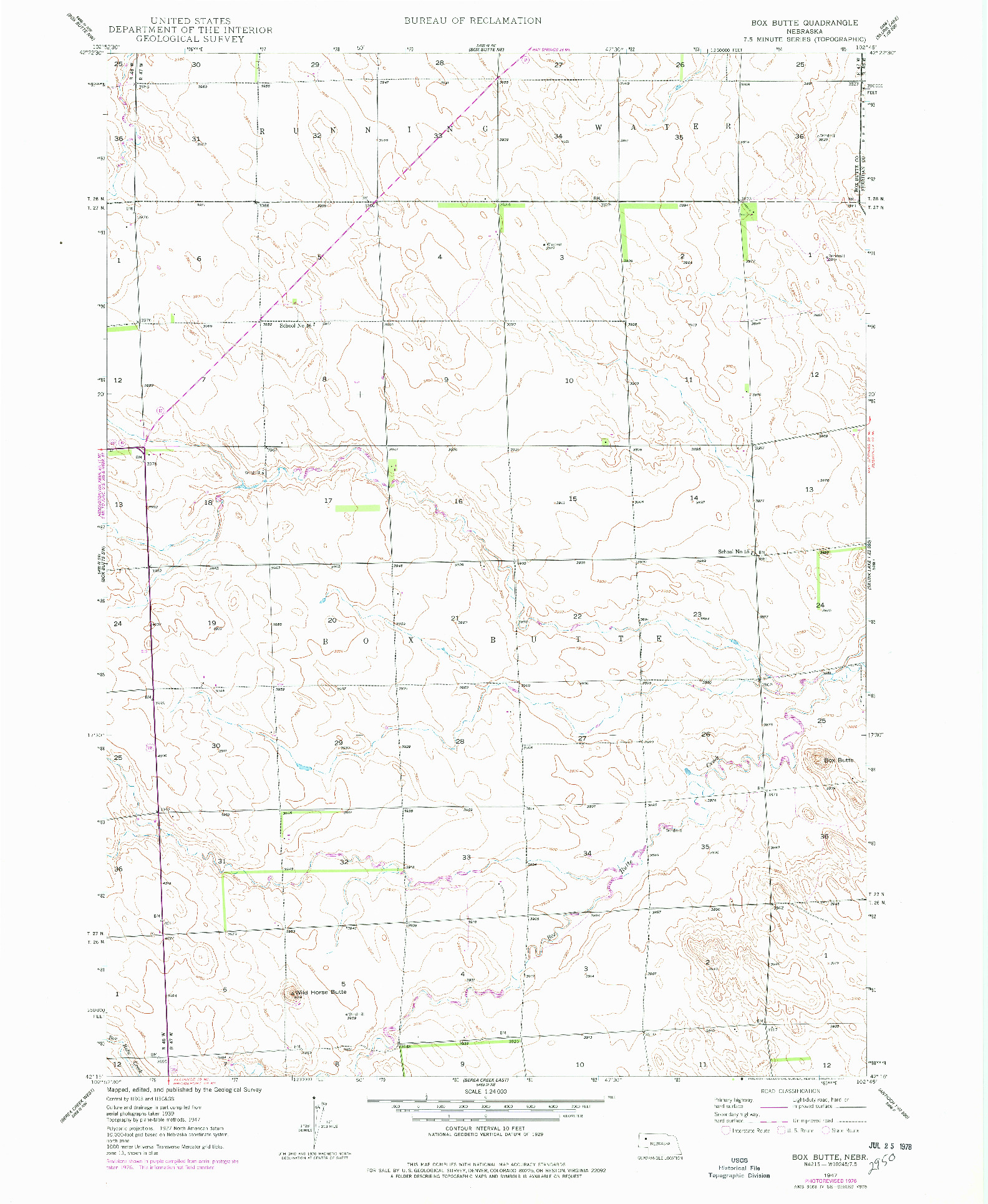USGS 1:24000-SCALE QUADRANGLE FOR BOX BUTTE, NE 1947