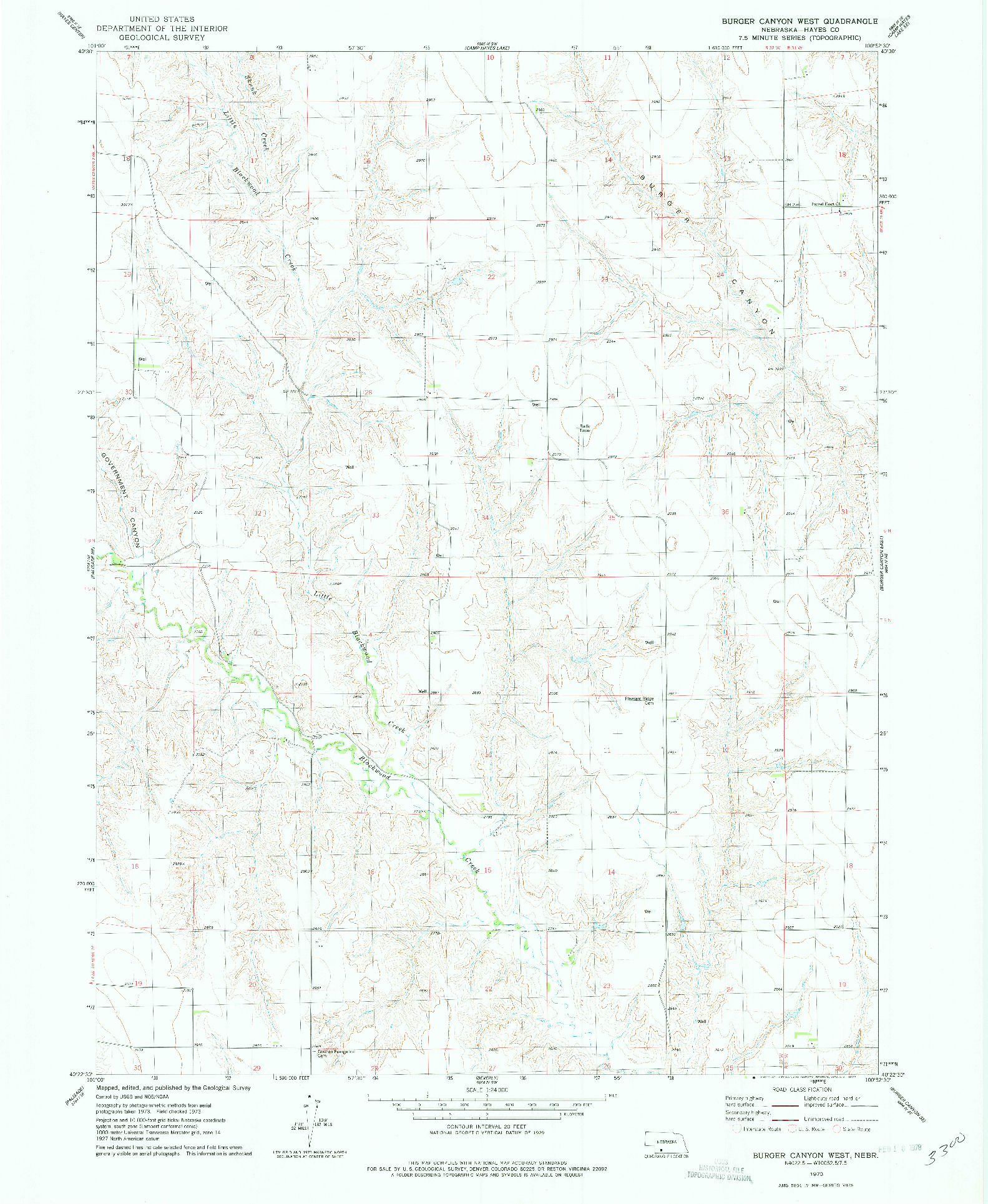 USGS 1:24000-SCALE QUADRANGLE FOR BURGER CANYON WEST, NE 1973