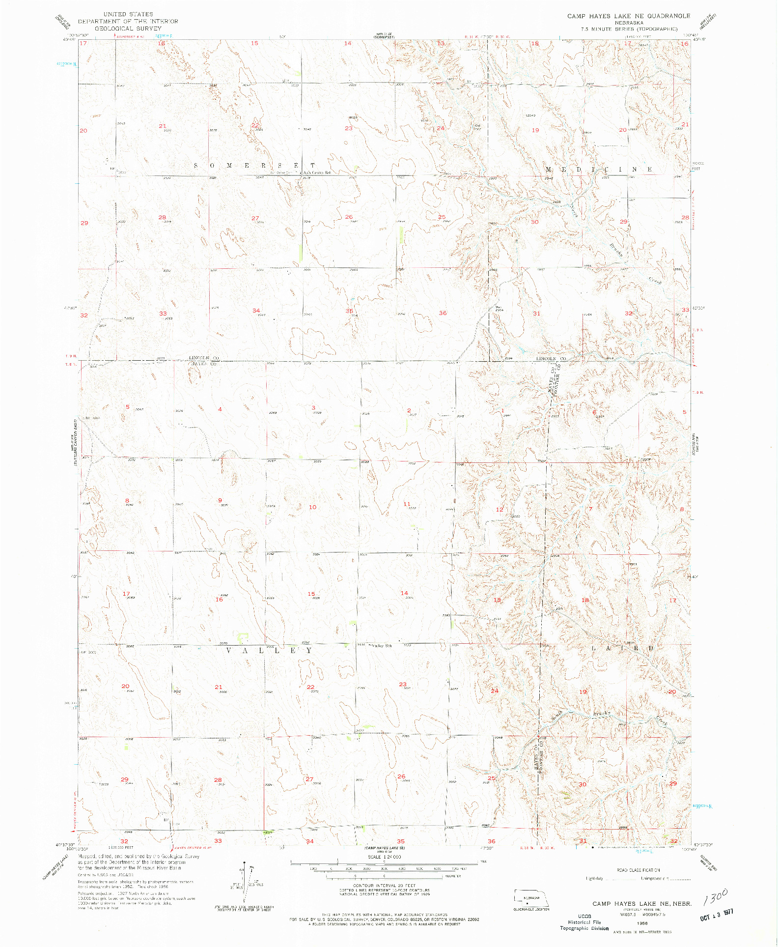 USGS 1:24000-SCALE QUADRANGLE FOR CAMP HAYES LAKE NE, NE 1956