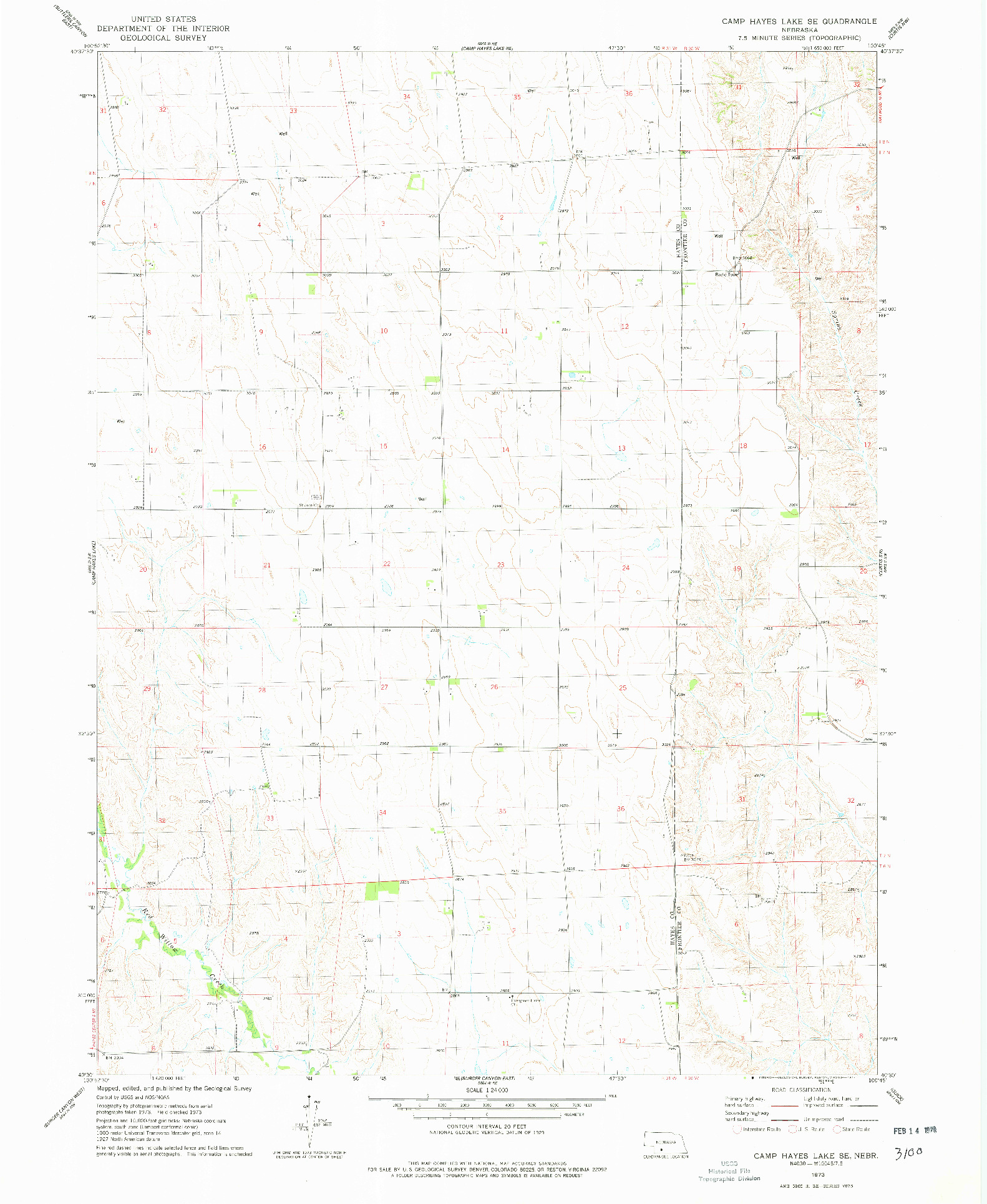 USGS 1:24000-SCALE QUADRANGLE FOR CAMP HAYES LAKE SE, NE 1973