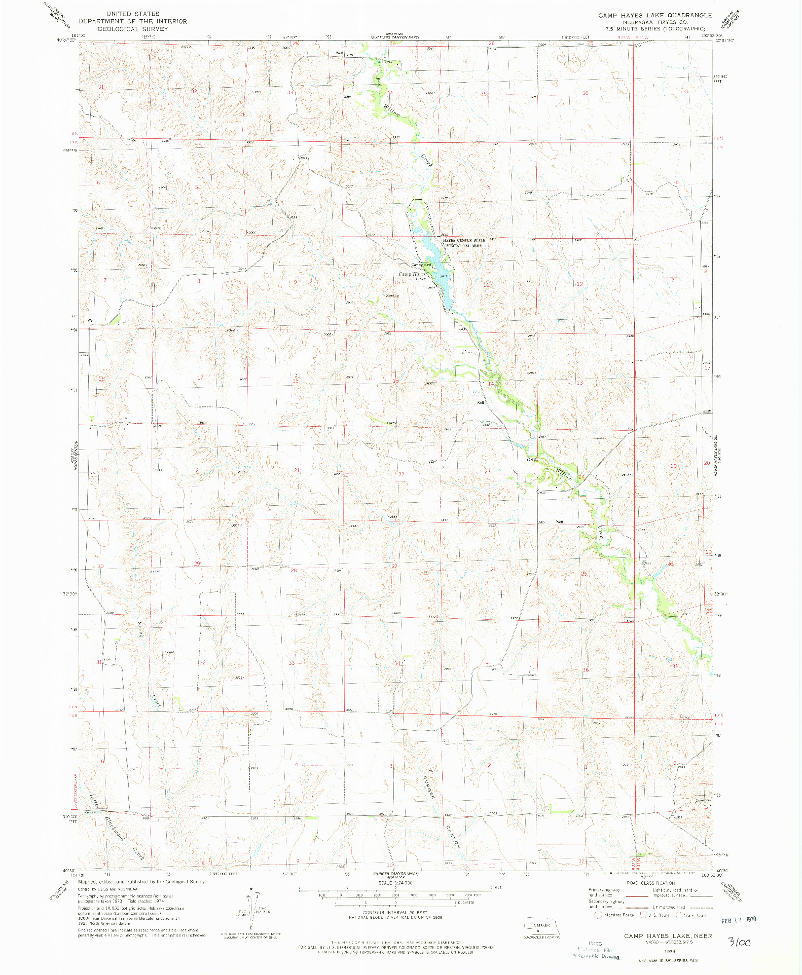 USGS 1:24000-SCALE QUADRANGLE FOR CAMP HAYES LAKE, NE 1974
