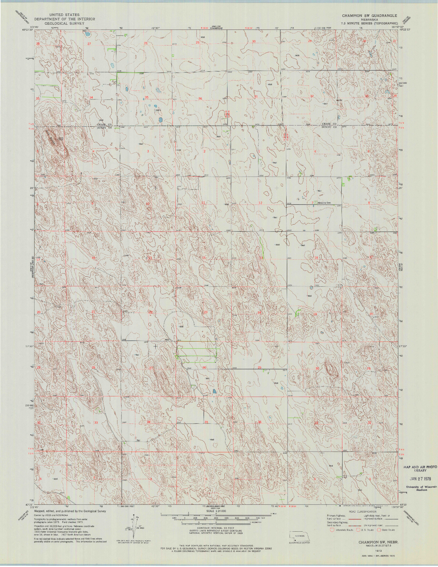 USGS 1:24000-SCALE QUADRANGLE FOR CHAMPION SW, NE 1973