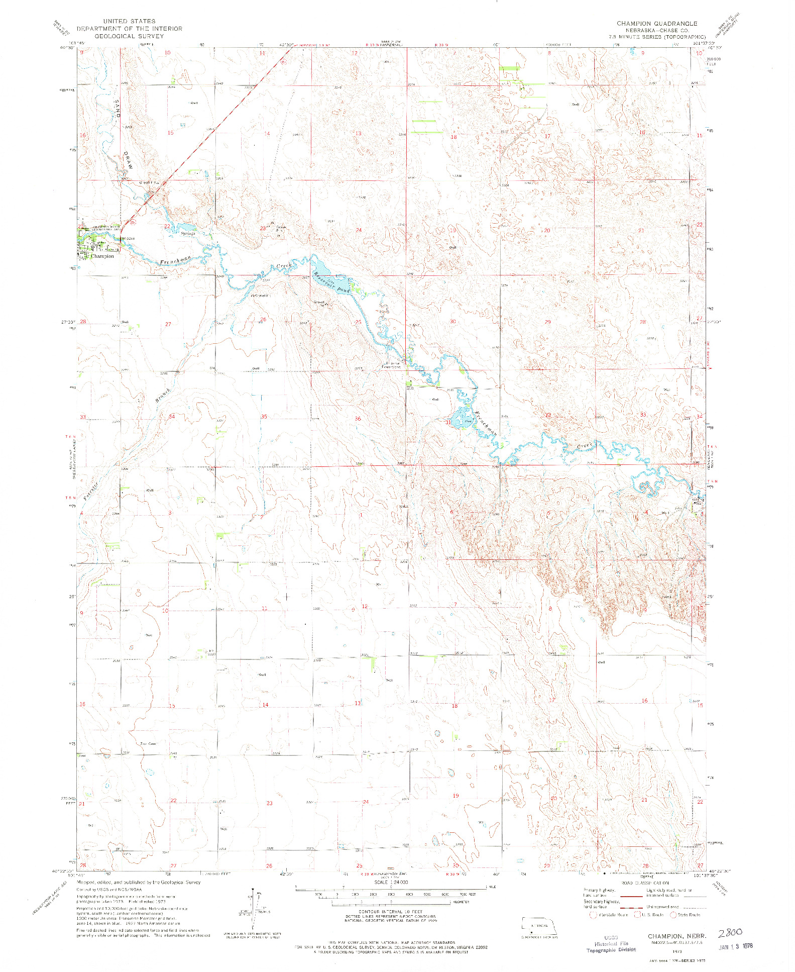 USGS 1:24000-SCALE QUADRANGLE FOR CHAMPION, NE 1973