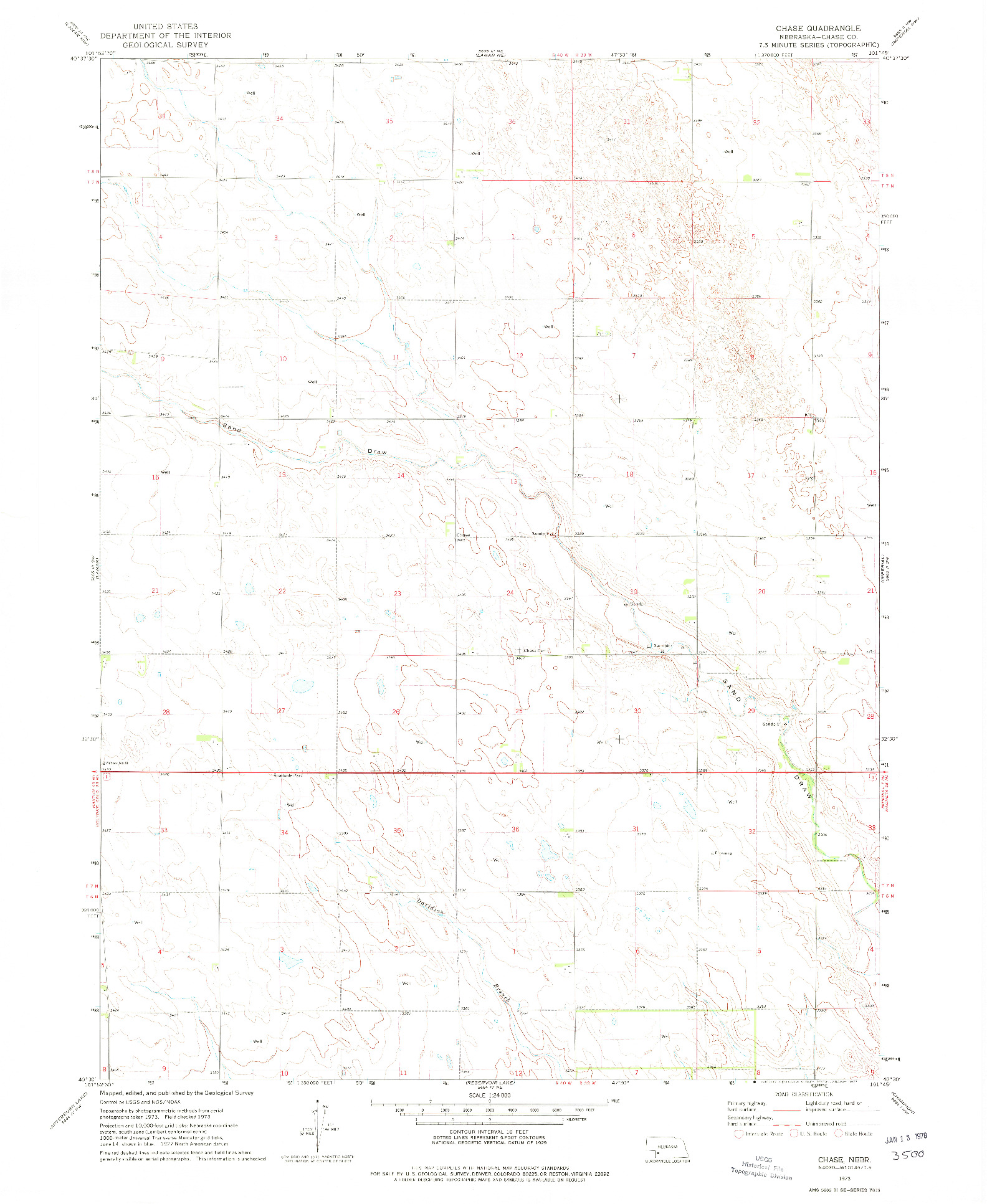 USGS 1:24000-SCALE QUADRANGLE FOR CHASE, NE 1973
