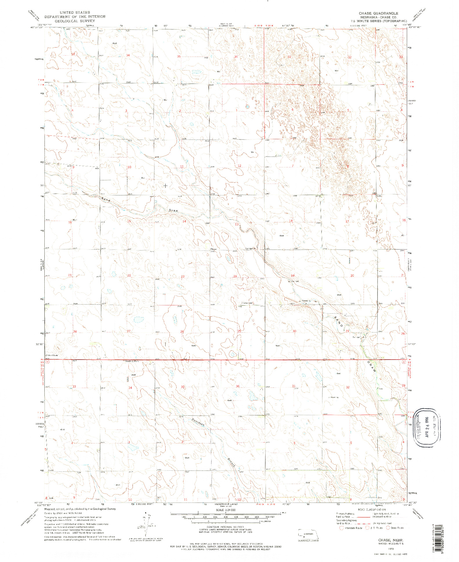 USGS 1:24000-SCALE QUADRANGLE FOR CHASE, NE 1973