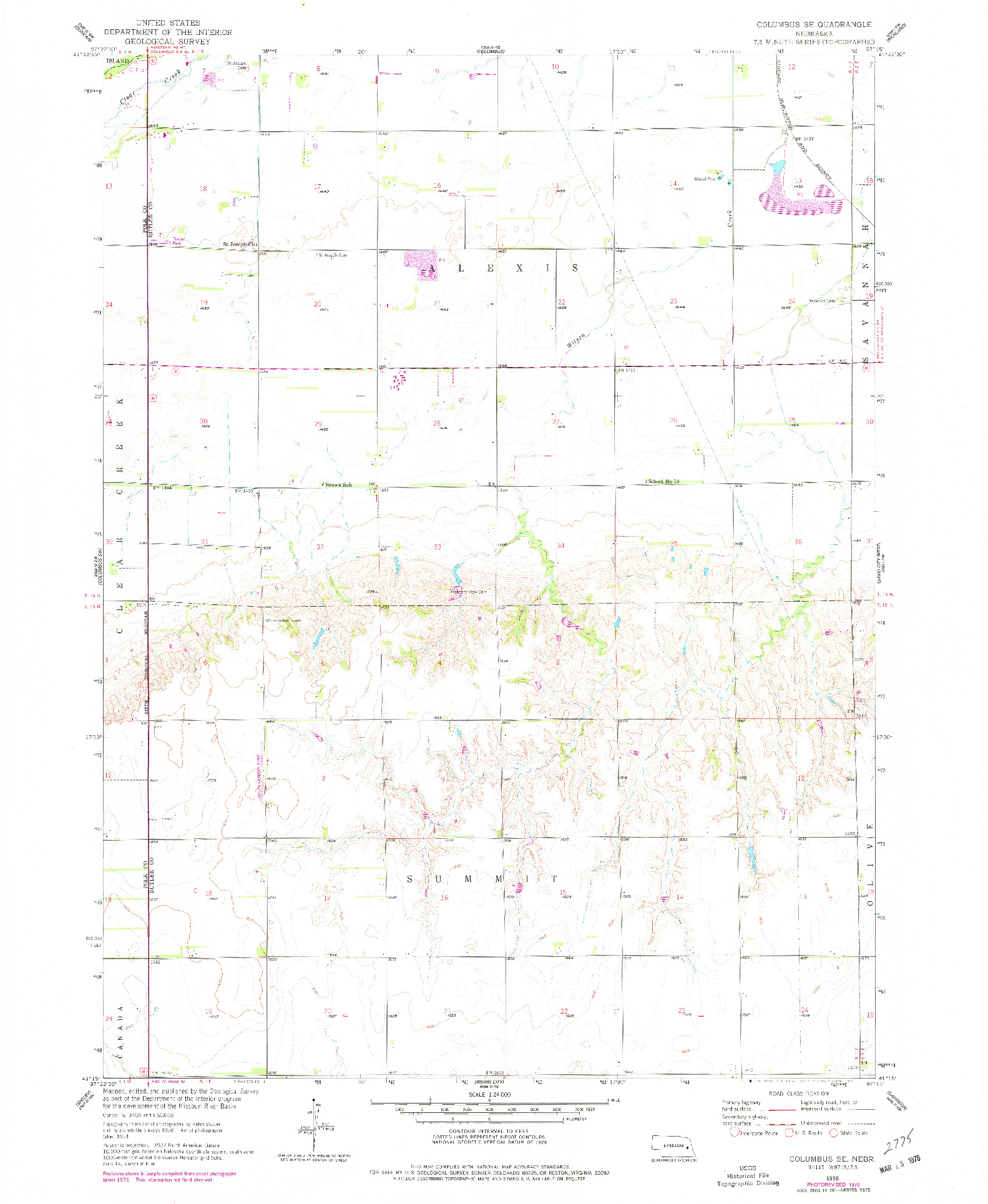 USGS 1:24000-SCALE QUADRANGLE FOR COLUMBUS SE, NE 1958