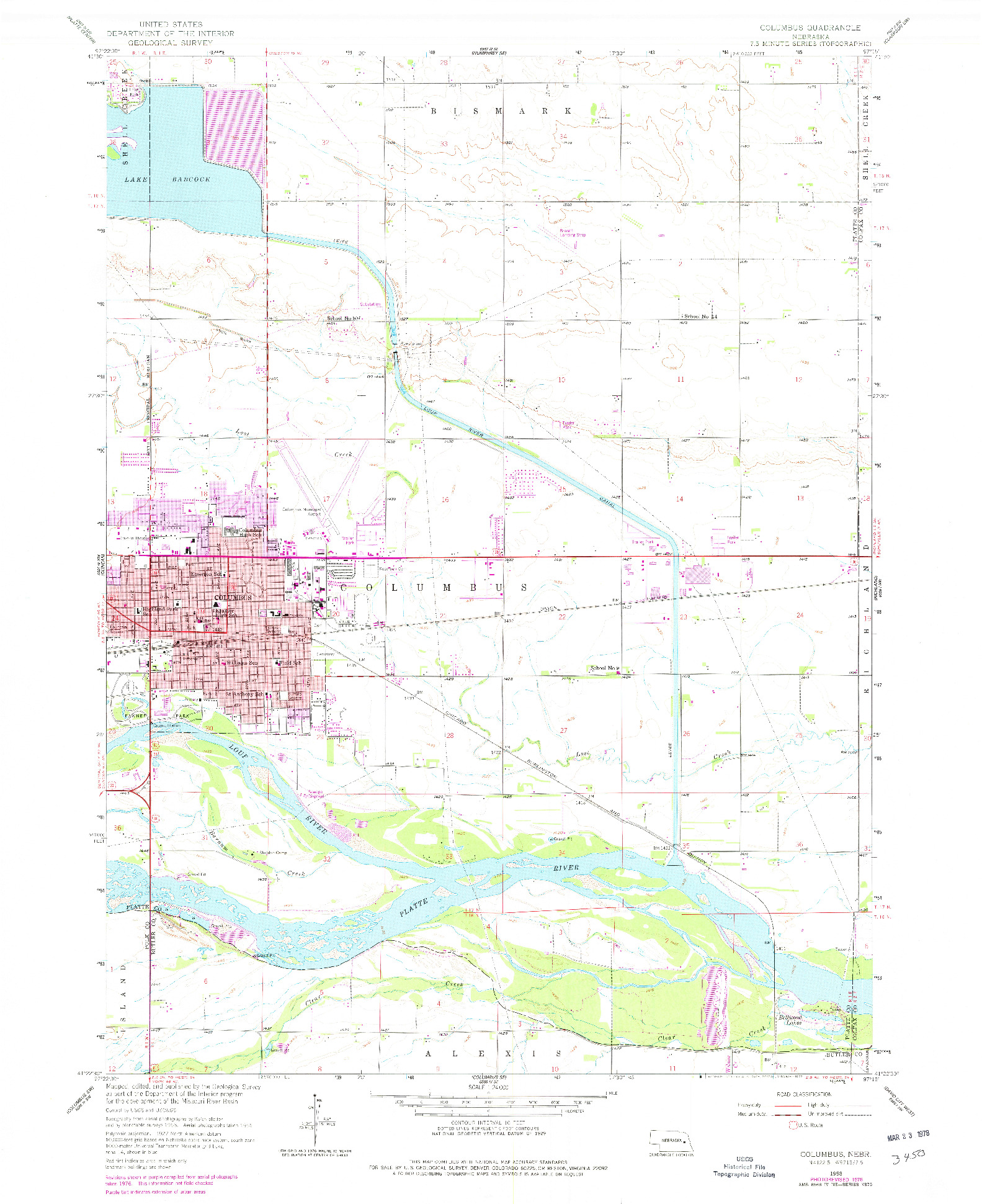 USGS 1:24000-SCALE QUADRANGLE FOR COLUMBUS, NE 1958