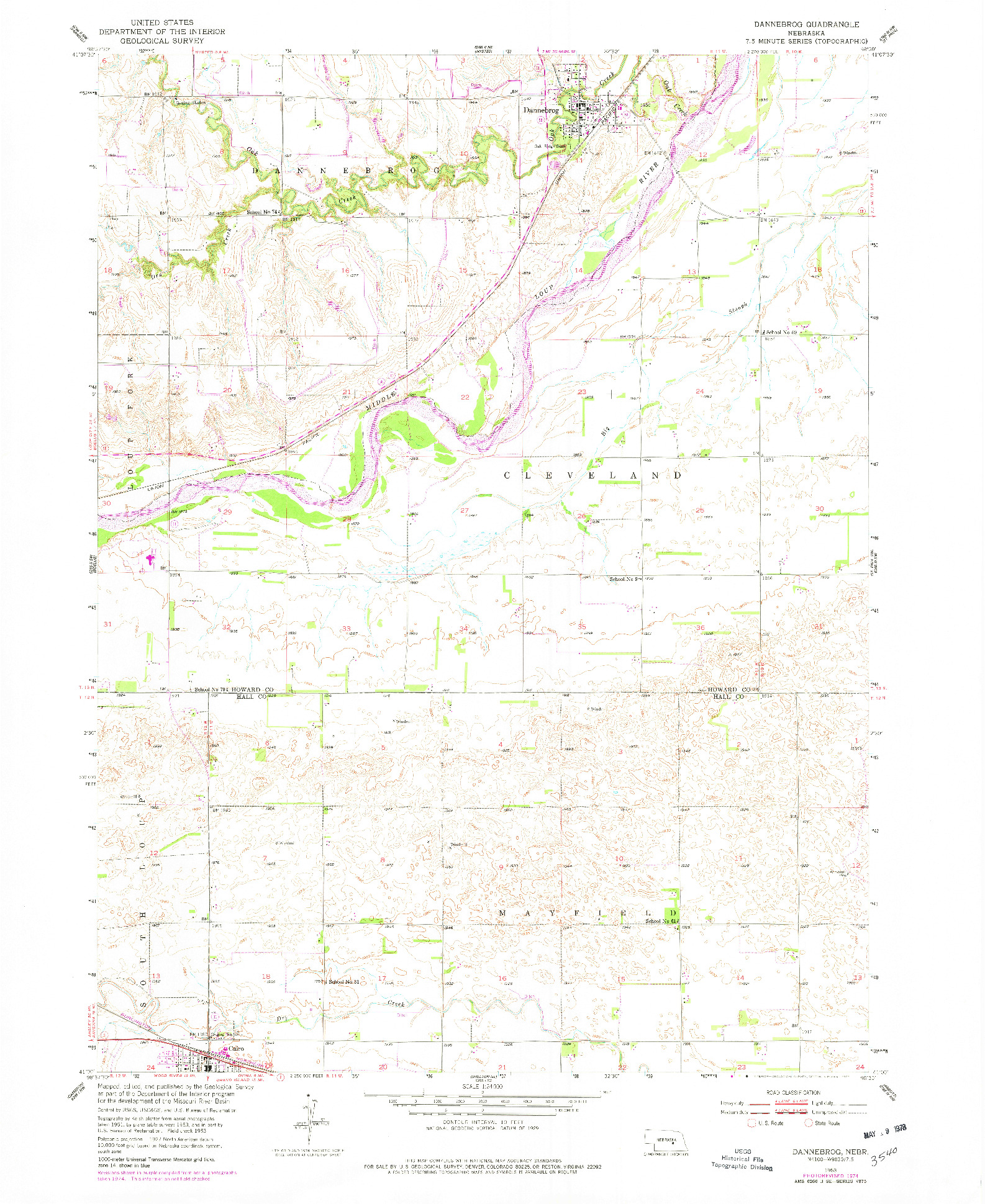 USGS 1:24000-SCALE QUADRANGLE FOR DANNEBROG, NE 1953