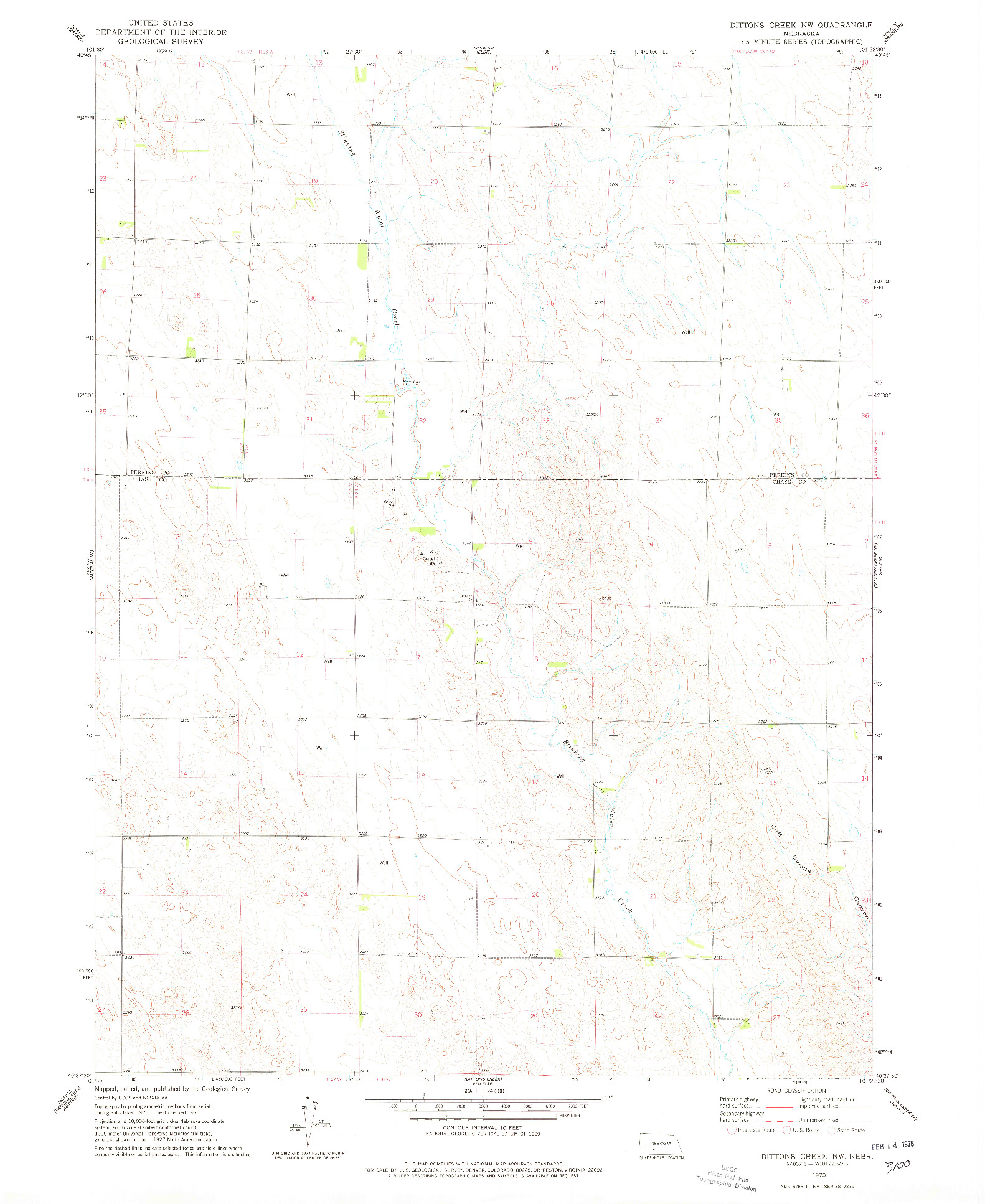 USGS 1:24000-SCALE QUADRANGLE FOR DITTONS CREEK NW, NE 1973