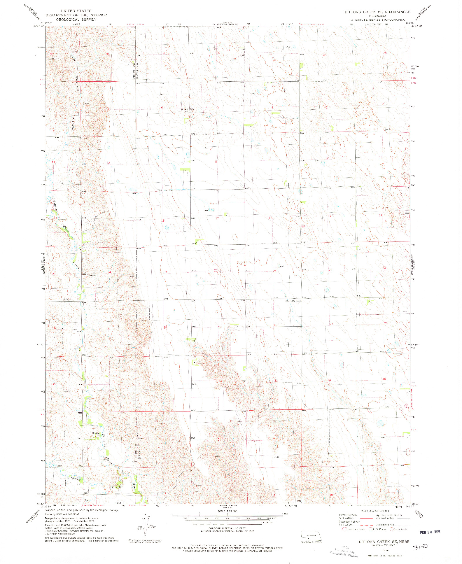 USGS 1:24000-SCALE QUADRANGLE FOR DITTONS CREEK SE, NE 1974
